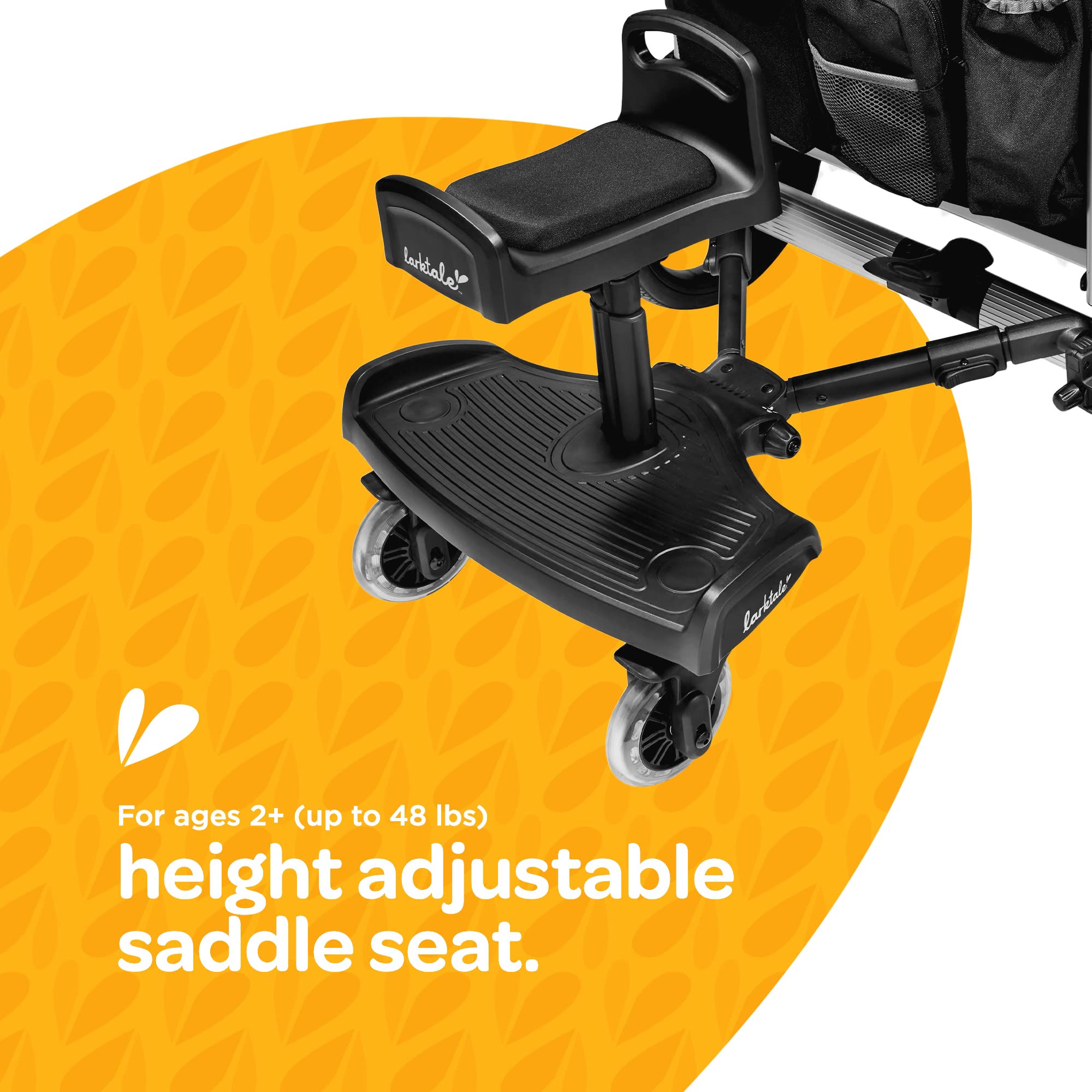 Larktale 2-in-1 Universal Stroller Board with Seat - Convertible Standing & Sitting Ride-On Platform for Kids - Fits Most Single & Double Strollers - Perfect for Siblings, Shopping & Travel Adventures