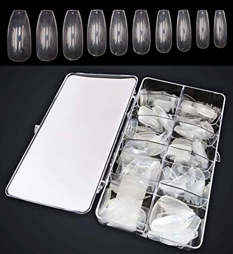 Artsylatch Ballerina Style Acrylic Nails - Clear Coffin Shape False Nails for Women, Salon Quality Press On Nails with Glue, Perfect for Parties, Weddings & Special Occasions