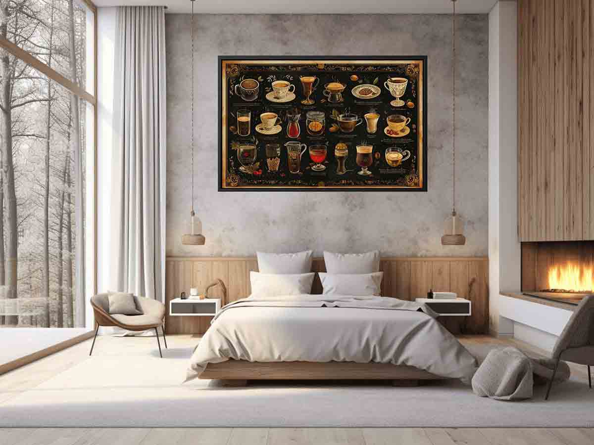 Stylish Coffee Themed Framed Print Wall Art - Perfect for Home, Office & Cafe Decor