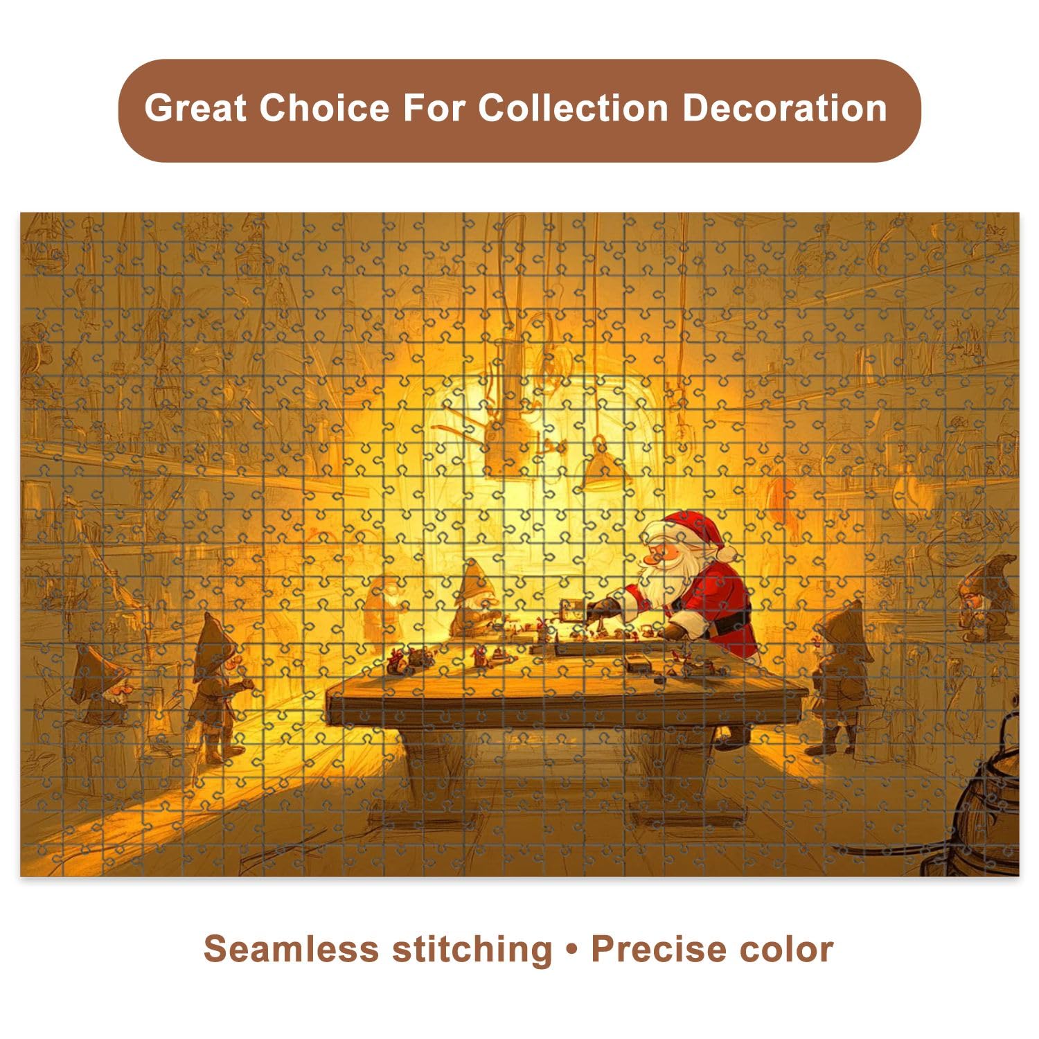 500-Piece Santa Toy Workshop Wooden Jigsaw Puzzle - Family Game & Home Decor
