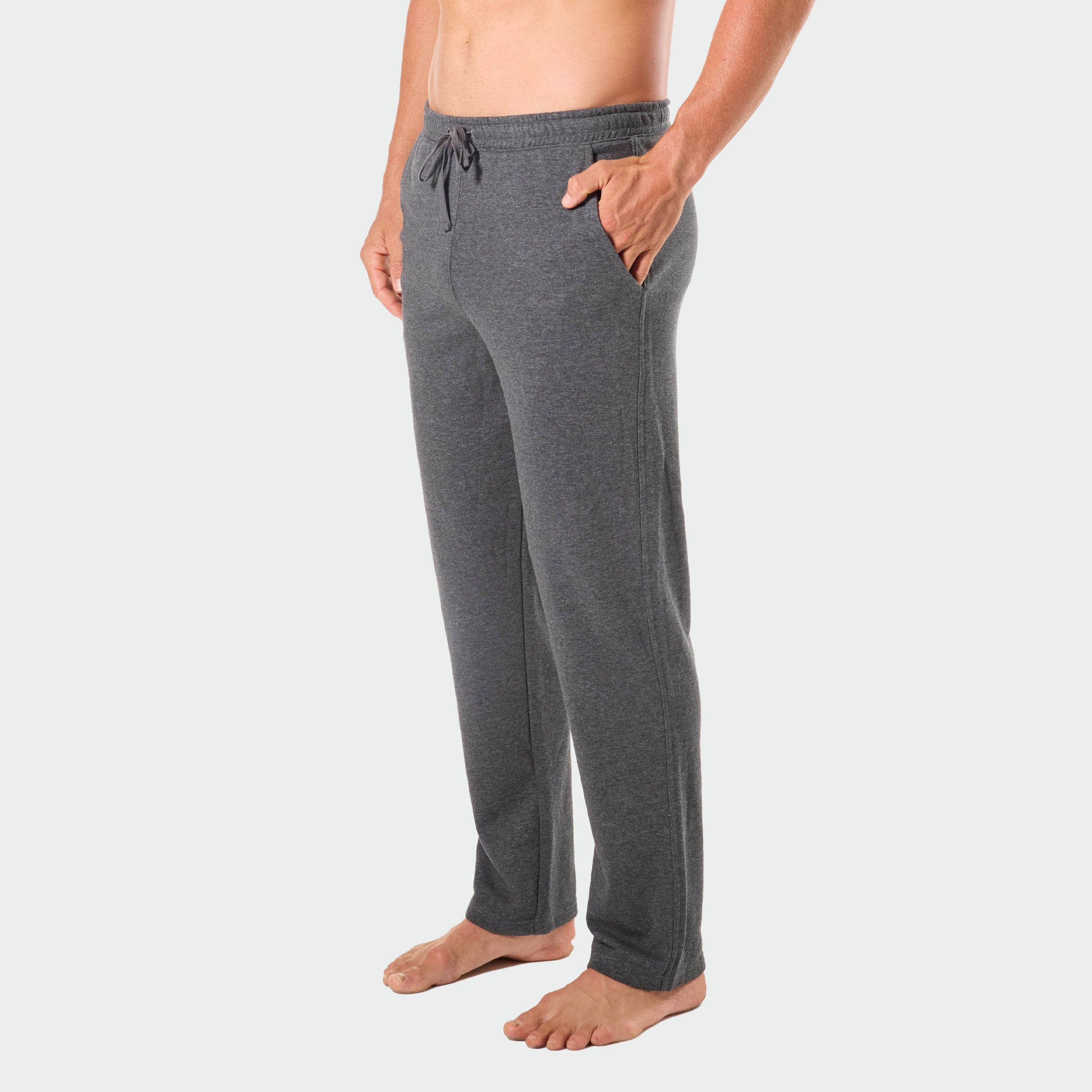 Men's Relaxed Cotton French Terry Sleep Pants - Soft Lounge Pajama Bottoms for Comfortable Sleep & Relaxation at Home (Charcoal Marle) - Perfect for Nightwear, Lounging & Travel