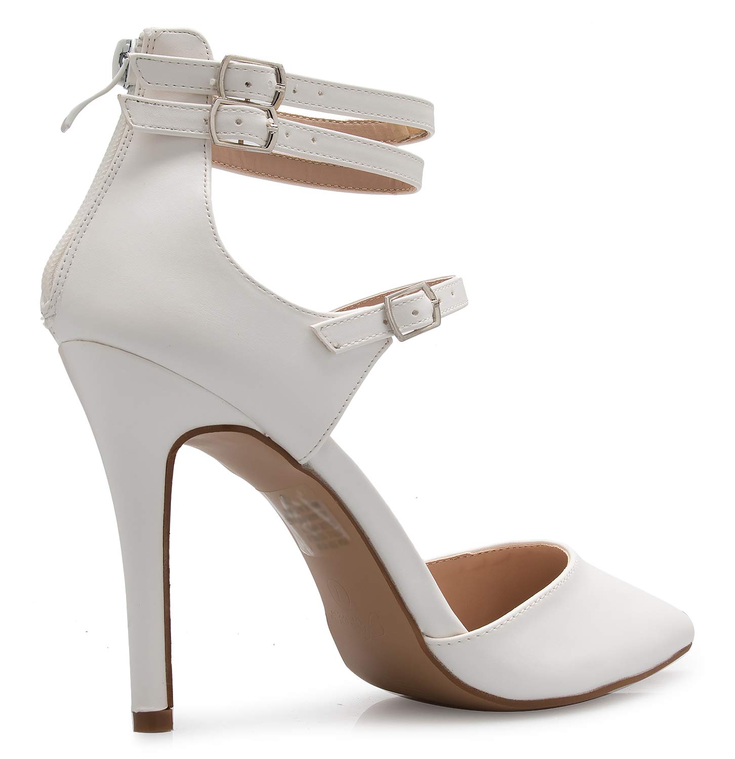 Sexy Women's Ankle Strap Pointy Toe D'Orsay Stiletto Mid Heel Pumps - Perfect for Evening Parties, Date Nights & Office Wear