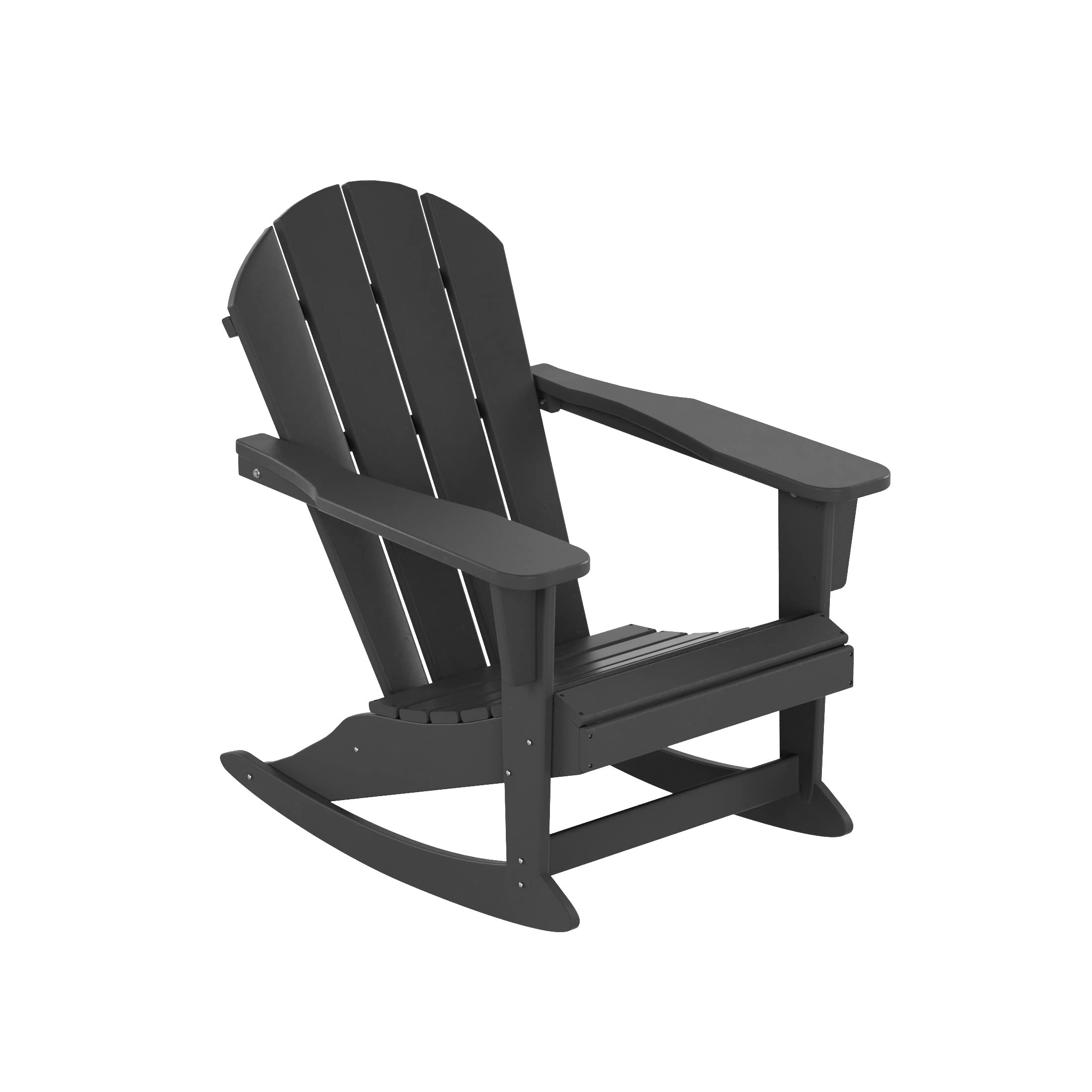 WO Home Furniture 3-Piece Patio Rocking Chair Set - Classic Outdoor Adirondack Rocker Chairs & Side Table in Gray - Perfect for Backyard, Garden, Porch & Poolside Relaxation