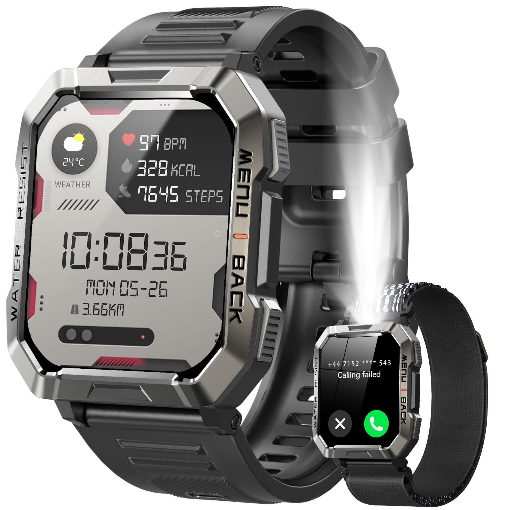 Military Smart Watch for Men - Answer/Make Calls, 2.01
