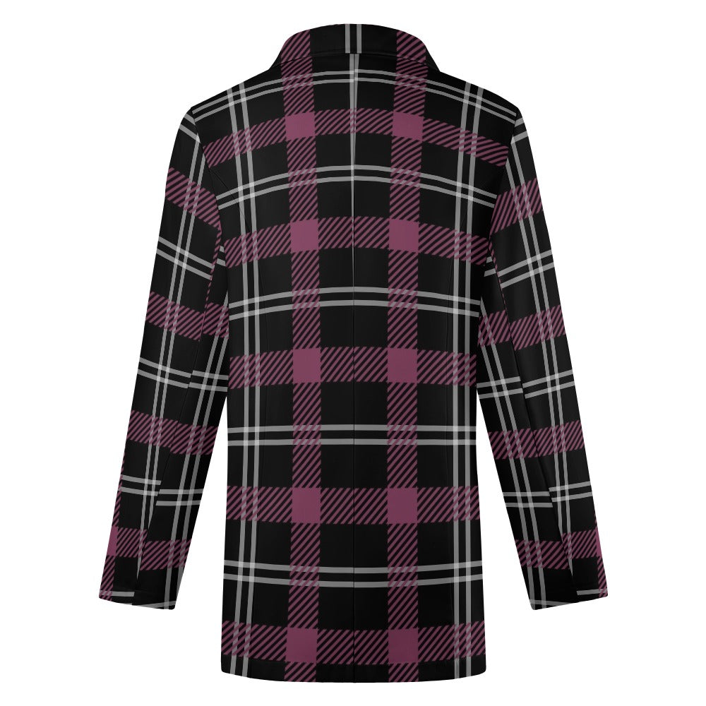 Stylish Dark Purple Plaid Casual Suit Jacket for Men - Perfect for Office, Business Meetings & Formal Events