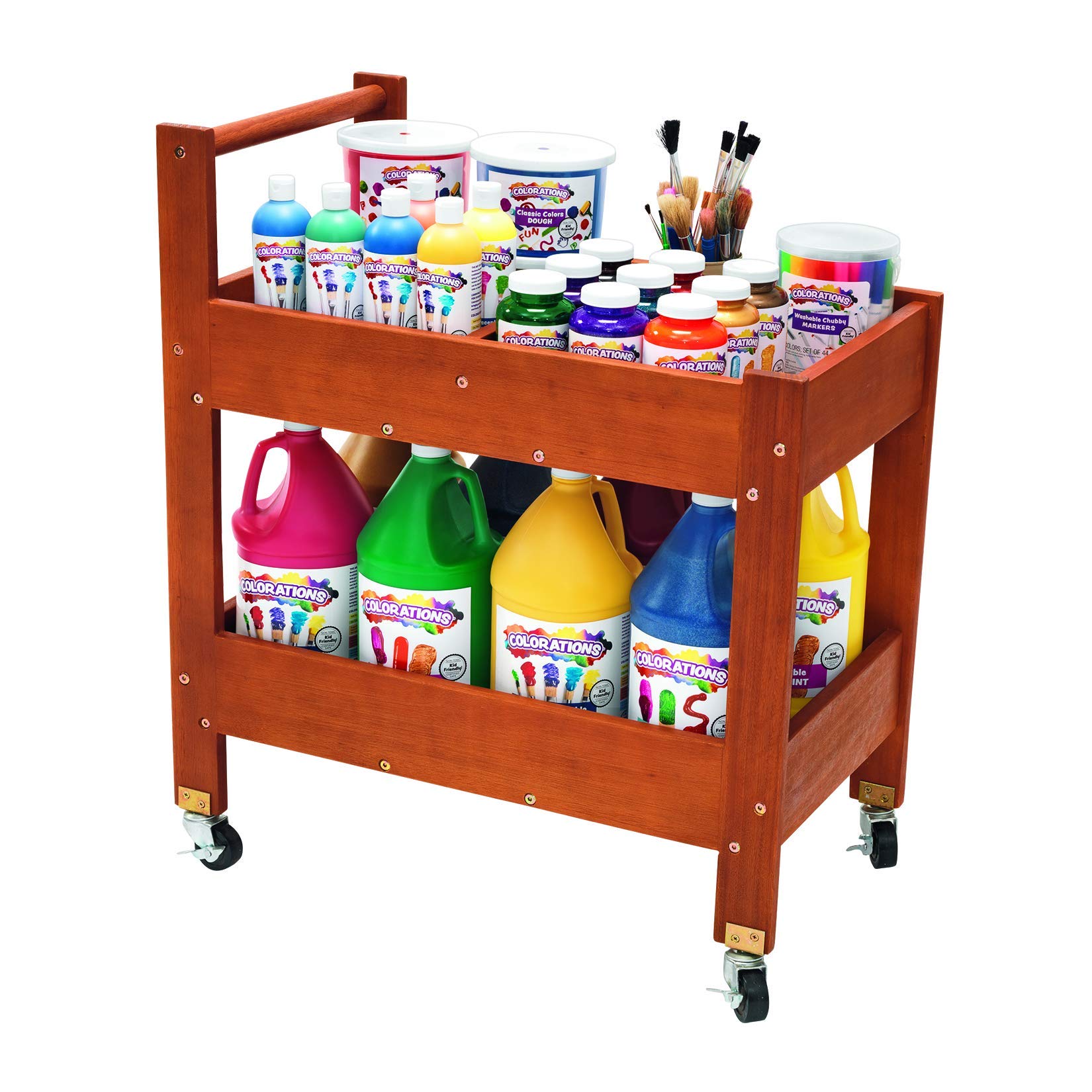 Heavy-Duty Rolling Storage Cart with Handle - Outdoor Utility Cart for Learning, Crafts & Active Play | Portable Organizer for Patio, Garden & Classroom Use