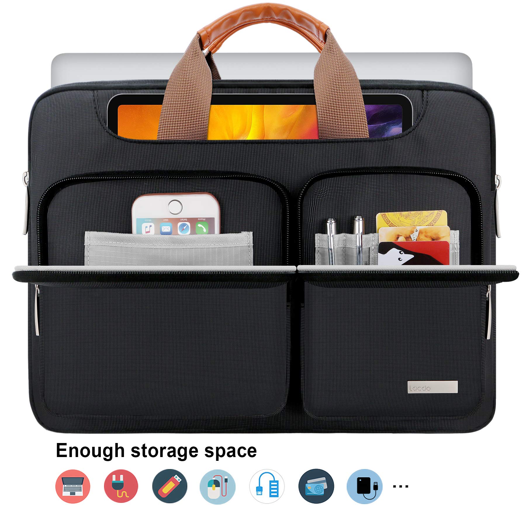Lacdo 360° Protective Laptop Sleeve Case for MacBook Pro/Air, Notebook & Netbook - Waterproof Shoulder Bag with Padded Compartment (Perfect for Work, School & Travel)
