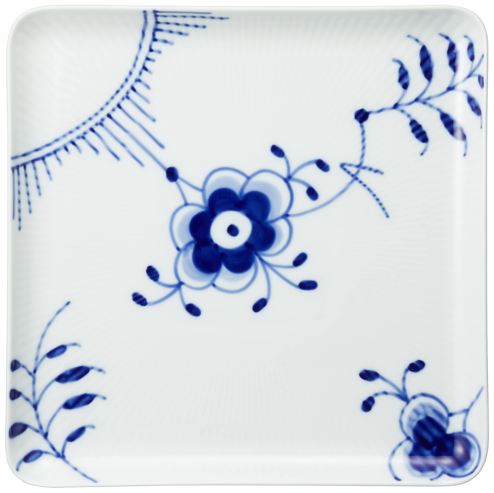 Royal Copenhagen 1027458 Blue Fluted Mega Square Dish - 7.9 Inch (20 cm) Ceramic Plate for Wedding Gifts, Anniversary, Bridal Shower & Home Decor - Elegant Serving Platter for Desserts, Appetizers & Special Occasions