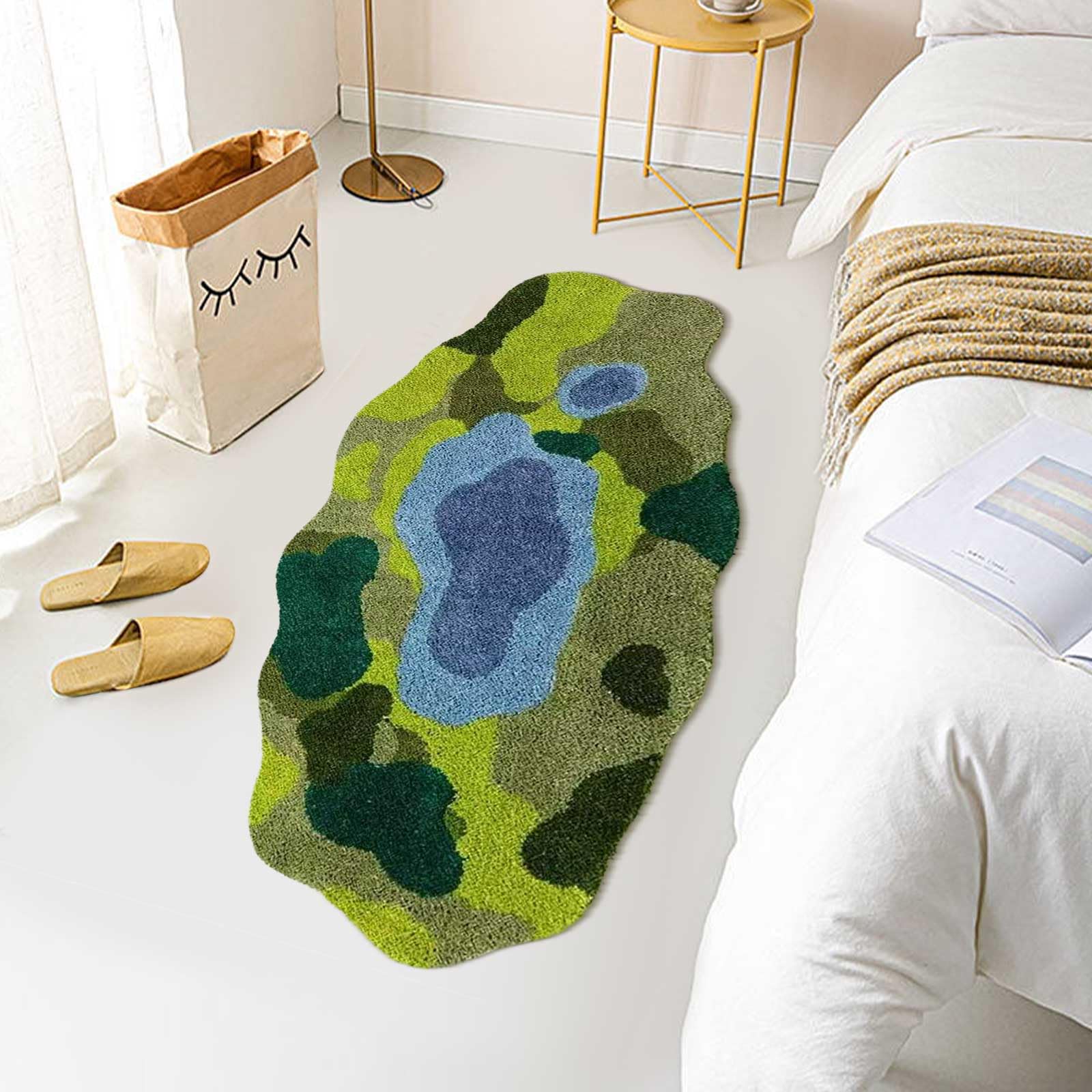 Premium Green Moss Area Rug - Soft Plush Shaggy Bath Mat for Bathroom & Bedroom, Anti-Slip Absorbent Floor Carpet (31.5''x63'') - Perfect for Shower, Bedside & Living Room Home Decor