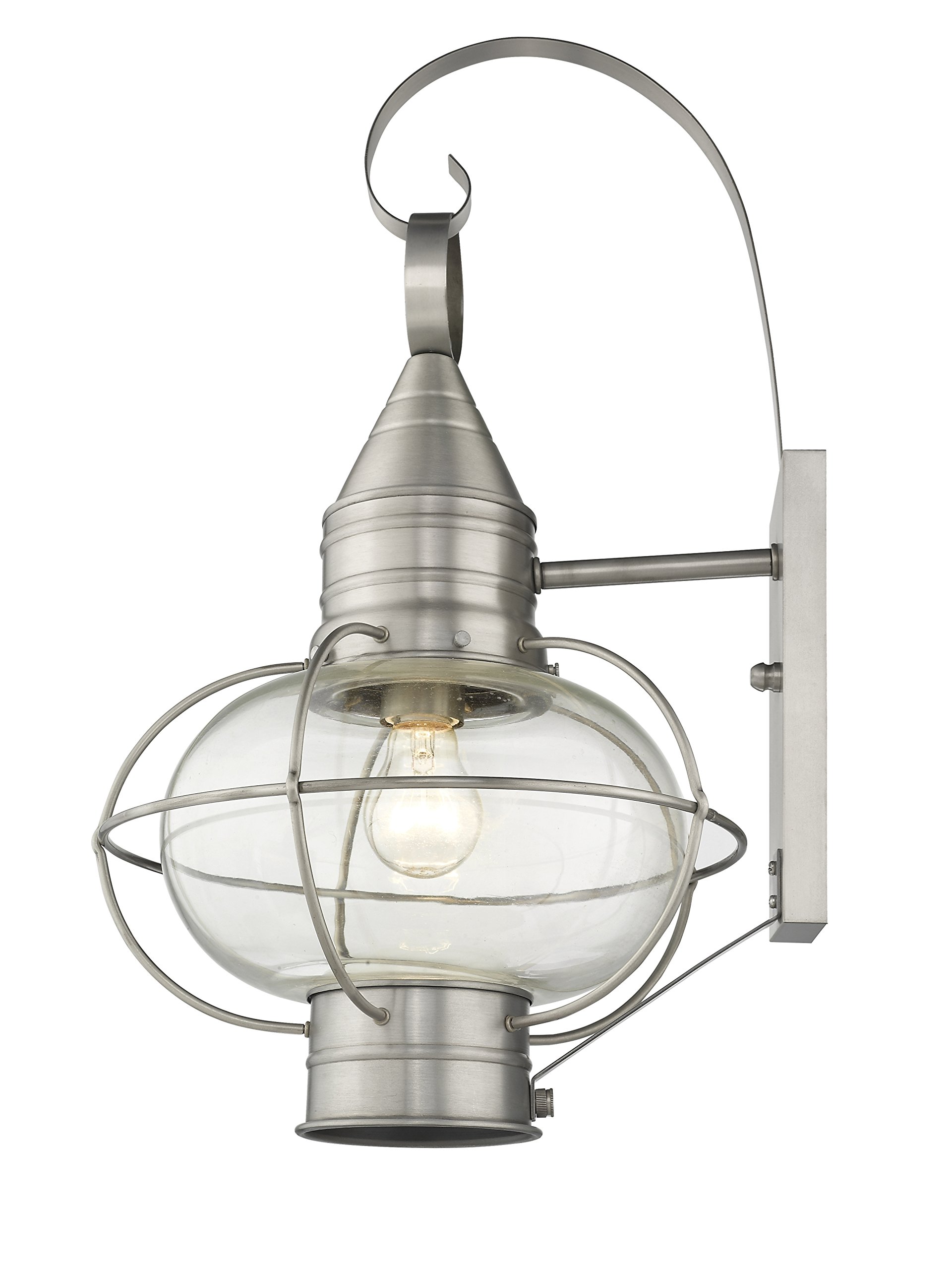 Livex 26904-91 Brushed Nickel Outdoor Wall Lantern - Transitional One Light Fixture from Newburyport Collection (PWT, NCKL, B/S, SLVR Finishes Available) - Perfect for Porch, Patio, Garden & Entryway Lighting