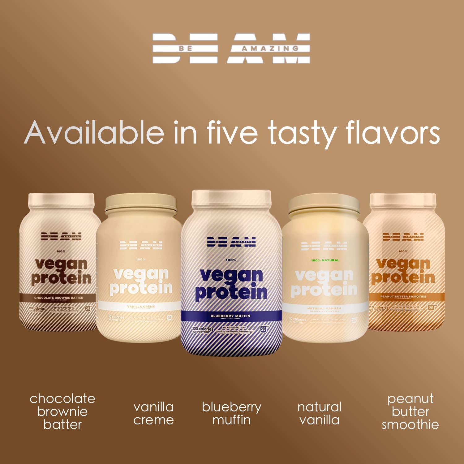 Be Amazing Vegan Protein Powder - 20g Plant-Based Protein with Prebiotics Fibers | Sugar-Free, Gluten-Free, Low Carb, Non-Dairy Shake Mix | Natural Vanilla Flavor, 25 Servings | Perfect for Post-Workout Recovery & Healthy Smoothies