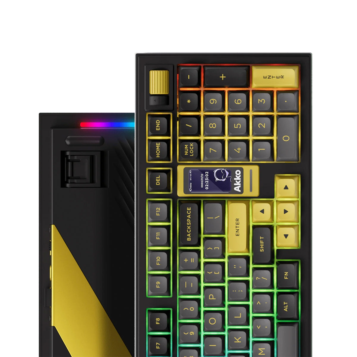Akko 5098B Black & Gold 1800 Compact Wireless Mechanical Keyboard with LCD & RGB Backlit - Hot-Swappable Piano Pro V3 Switches for Gaming, Typing & Office Work