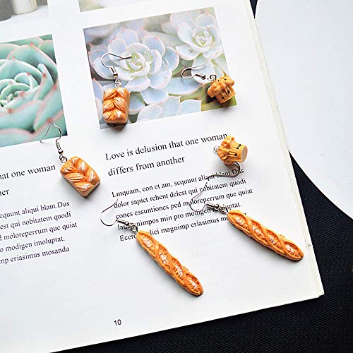 Toast Bread Dangle Earrings - Resin Food-Shaped Cute Funny Earrings for Women | Unique Birthday Party Gifts | Perfect for Costume Parties, Kawaii Fashion & Foodie Lovers