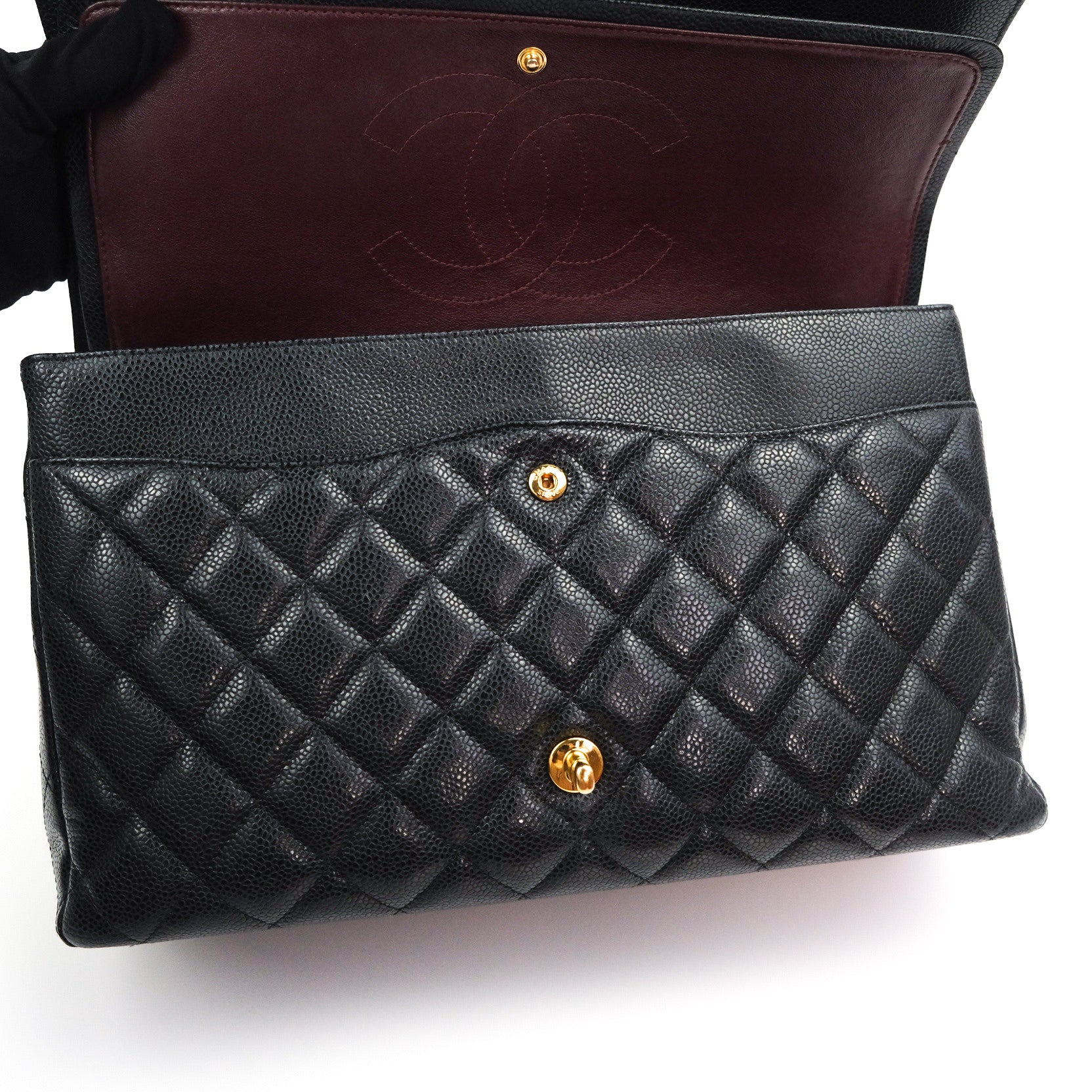 Chanel Classic Double Flap Maxi Bag in Black Caviar Leather with Gold Hardware - Luxury Handbag for Women, Perfect for Evening Events & Special Occasions