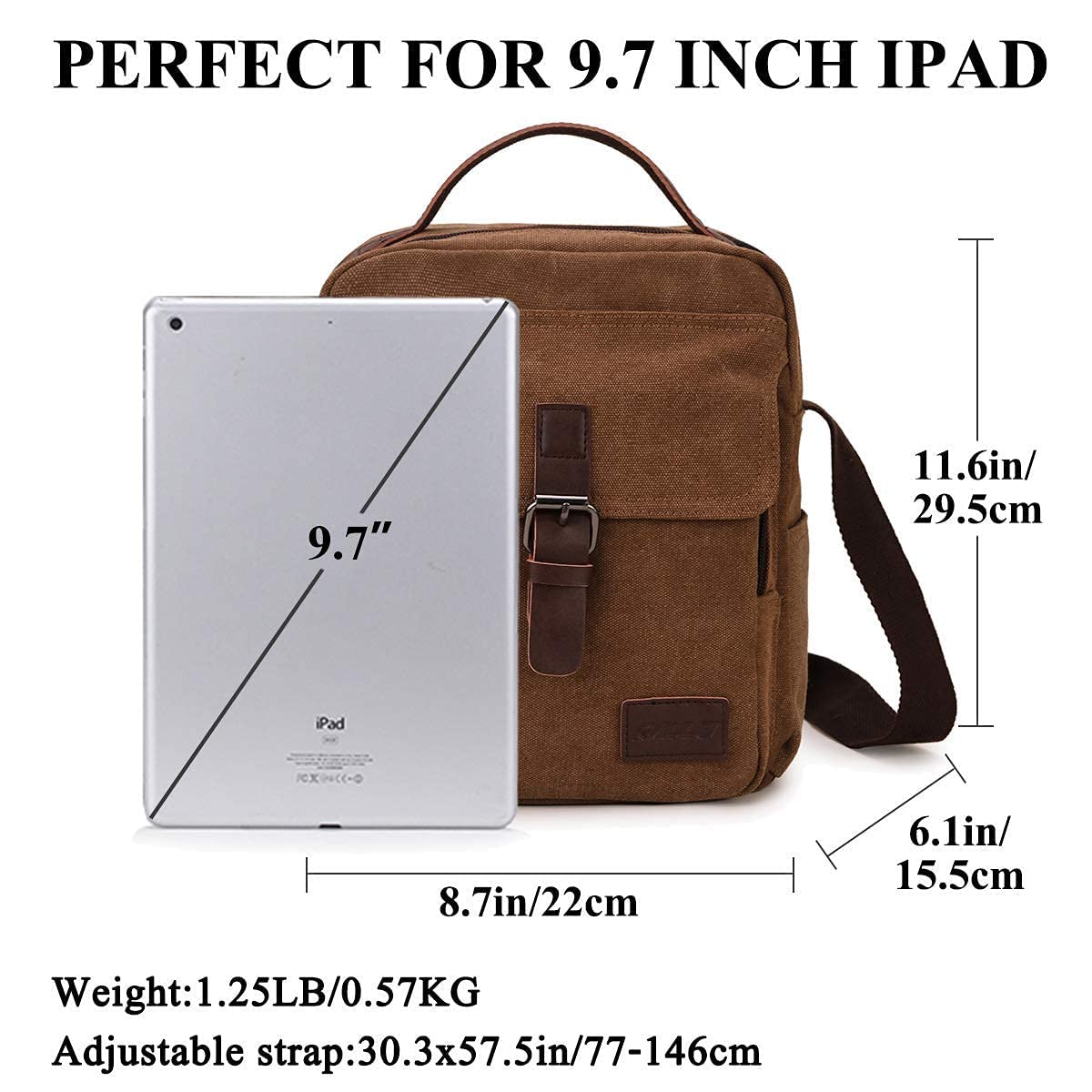RAVUO Durable Water-Resistant Canvas Messenger Bag for Men - Crossbody Shoulder Bag for Work, Business & Travel - Perfect for Commuting, Office & Daily Use