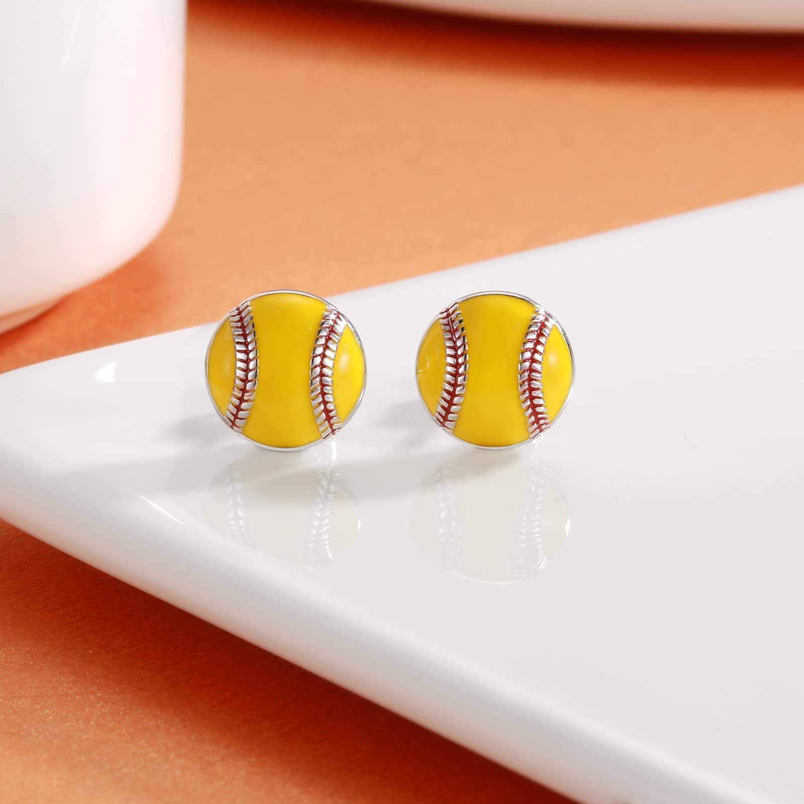 925 Sterling Silver Sports Stud Earrings - Softball, Volleyball, Basketball, Baseball, Football & Soccer Jewelry | Hypoallergenic Gift for Women, Athletes, Moms & Sports Lovers | Perfect for Game Days, Team Spirit & Casual Wear