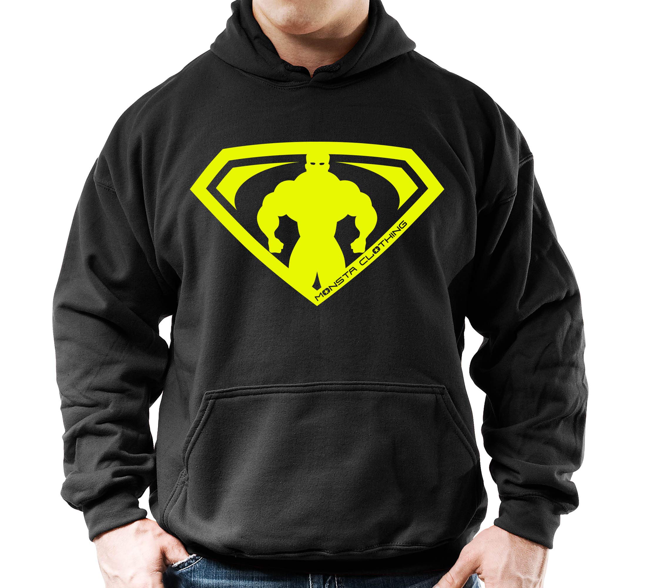 MonstaMan Muscle Symbol Men's Bodybuilding Hoodie - Gym Workout & Fitness Training Apparel for Weightlifting & Strength Training