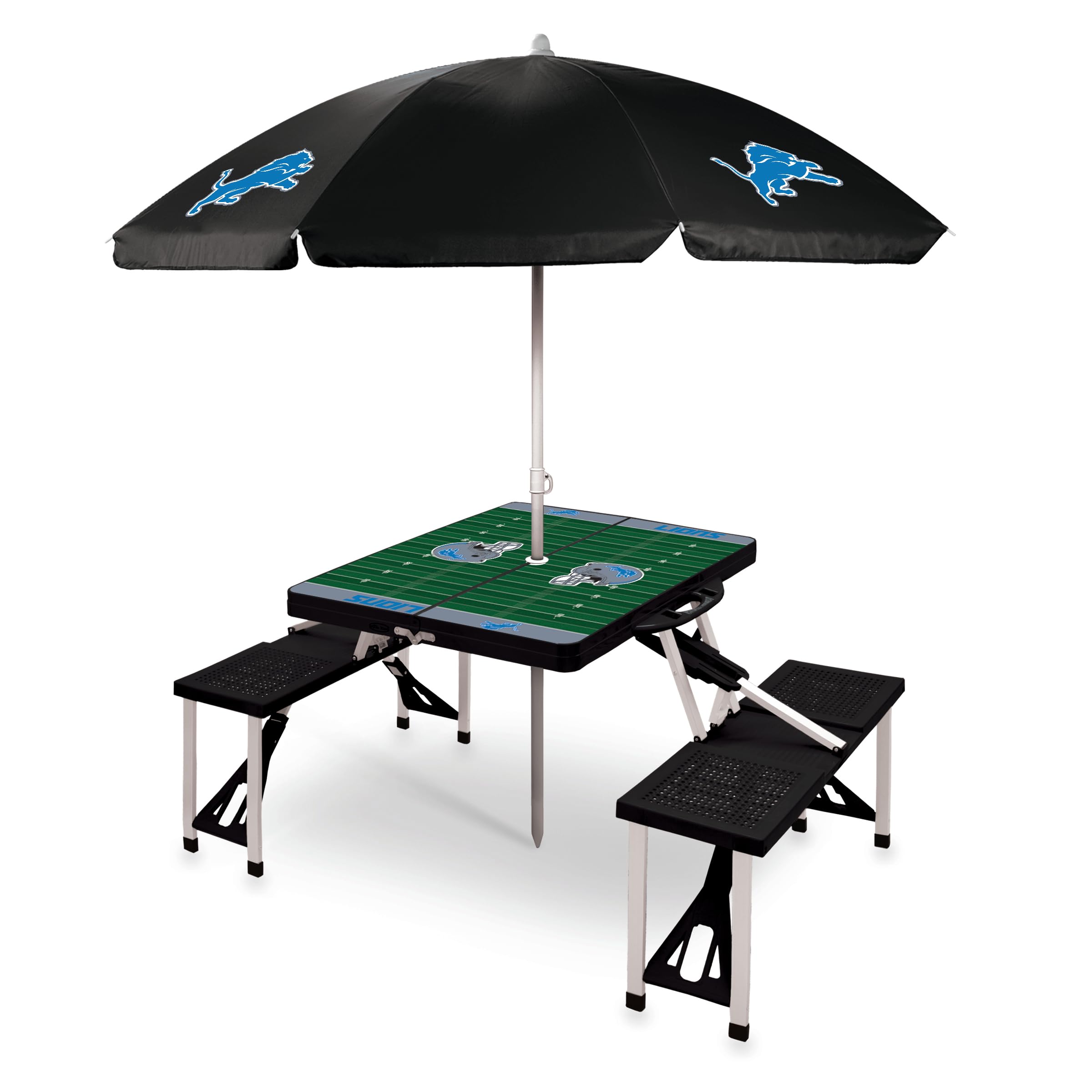 PICNIC TIME NFL Portable Folding Picnic Table with Seats & Umbrella - Perfect for Tailgating, Camping, Beach & Outdoor Parties