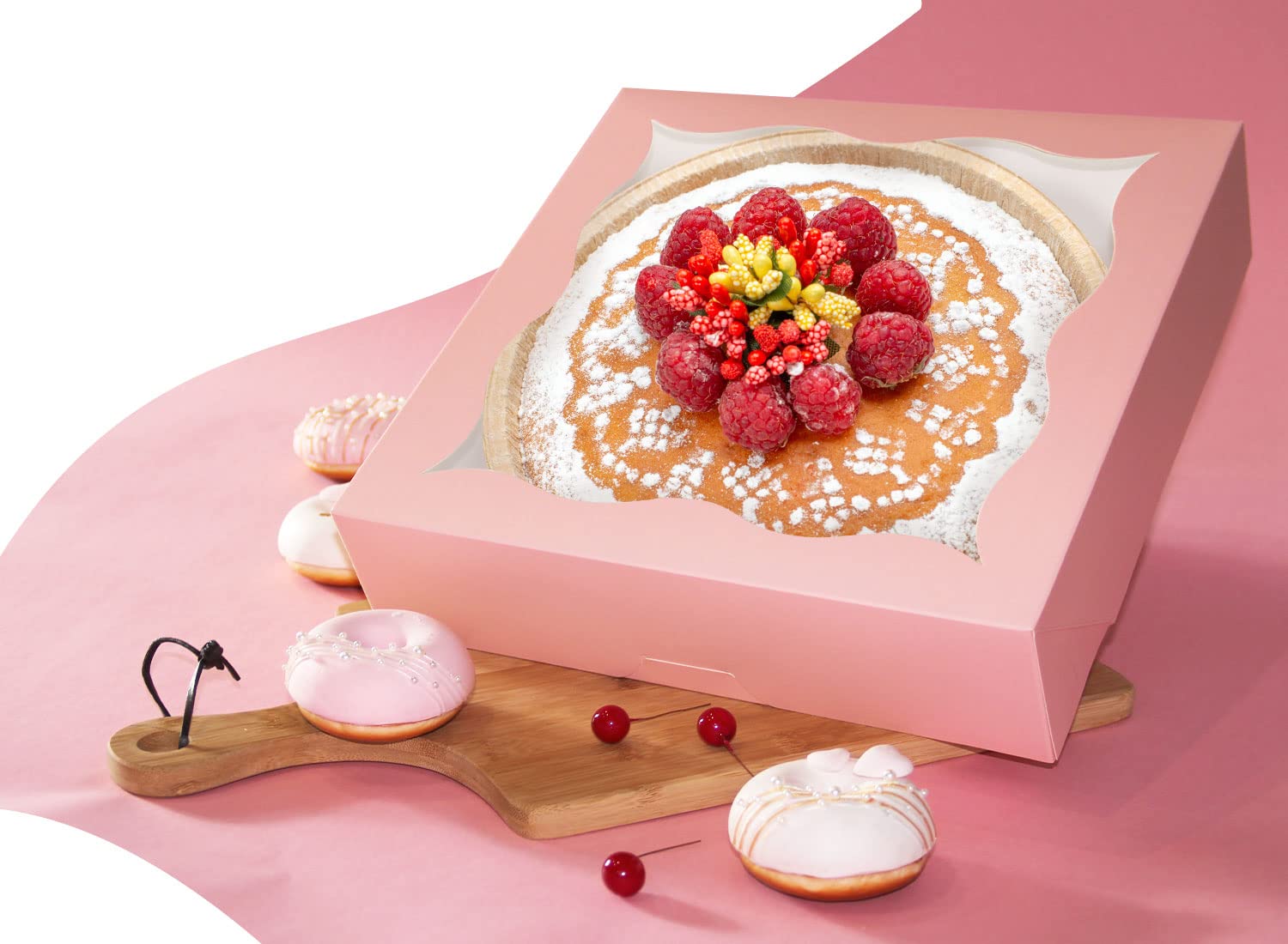 qiqee 15Pcs Pink Pie Boxes with Window - 12x12x3 Inch Bakery Gift Boxes for Cookies, Pastries & Desserts | Perfect for Birthday Parties, Wedding Favors & Holiday Treats