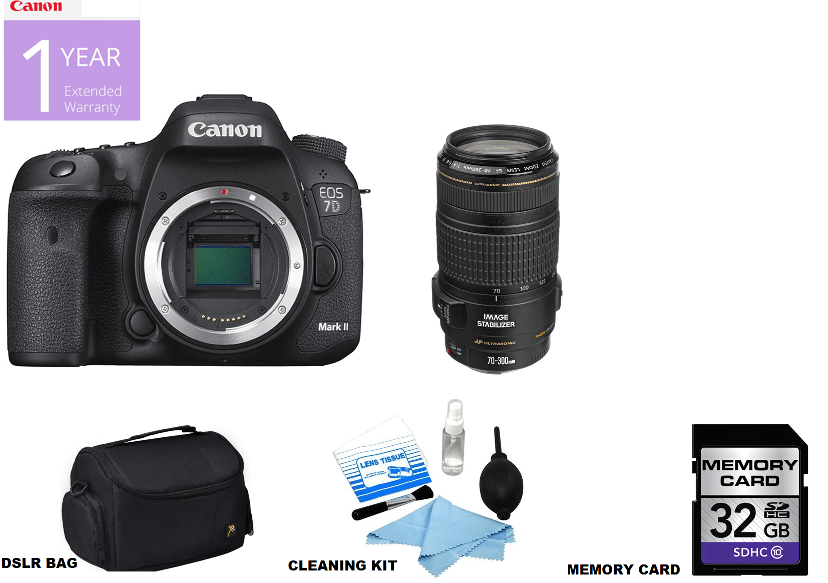 Canon EOS 7D Mark II DSLR Camera with 70-300mm Lens Kit - Professional Photography for Wildlife & Sports - USA Version