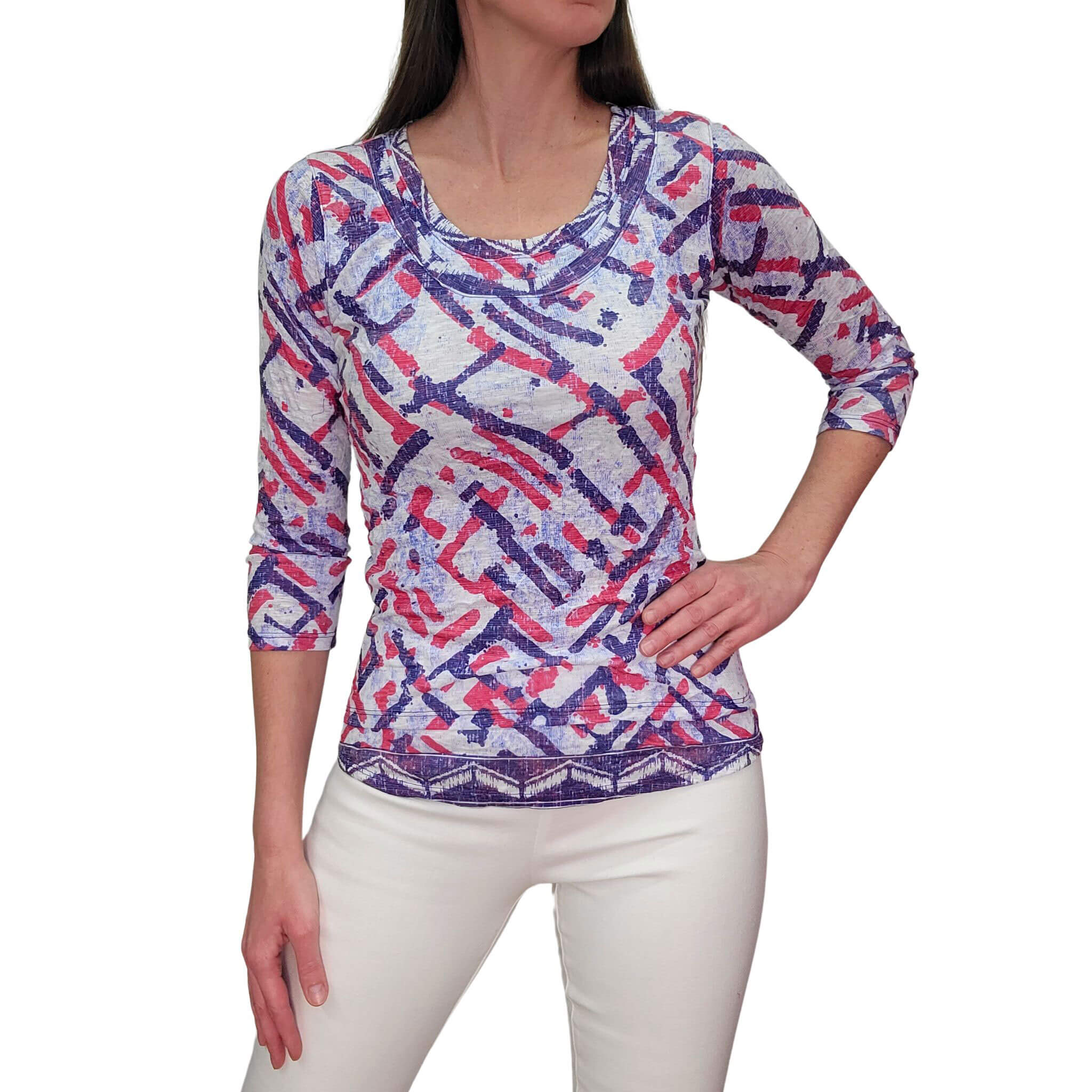 David Cline Women's 3/4 Sleeve Scoop Neck Blouse - Double Hem Flowy Top in Soft Lilac | Casual Wear, Office Outfits & Spring Fashion