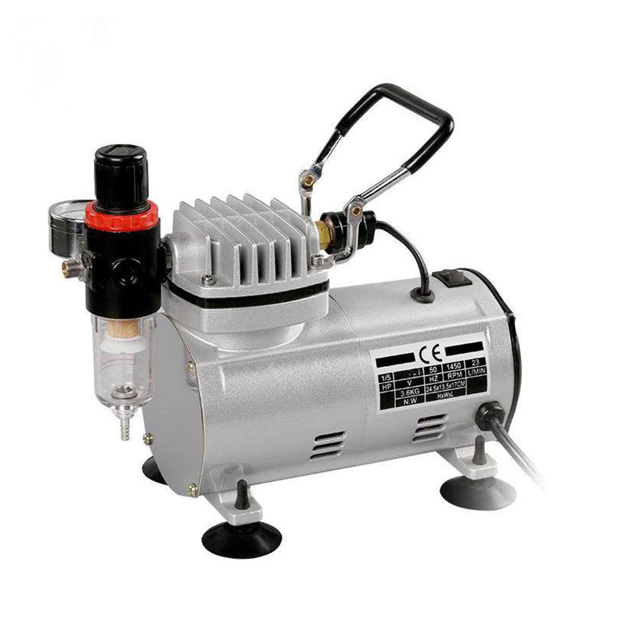 NEWTRY Portable Oil-Free 1/5 HP Air Compressor & Airbrush Kit - Automatic Start-Stop System for Painting, Illustration, Cosmetics, Automotive & Tattoo Art | Perfect for Artists, Hobbyists & Professionals