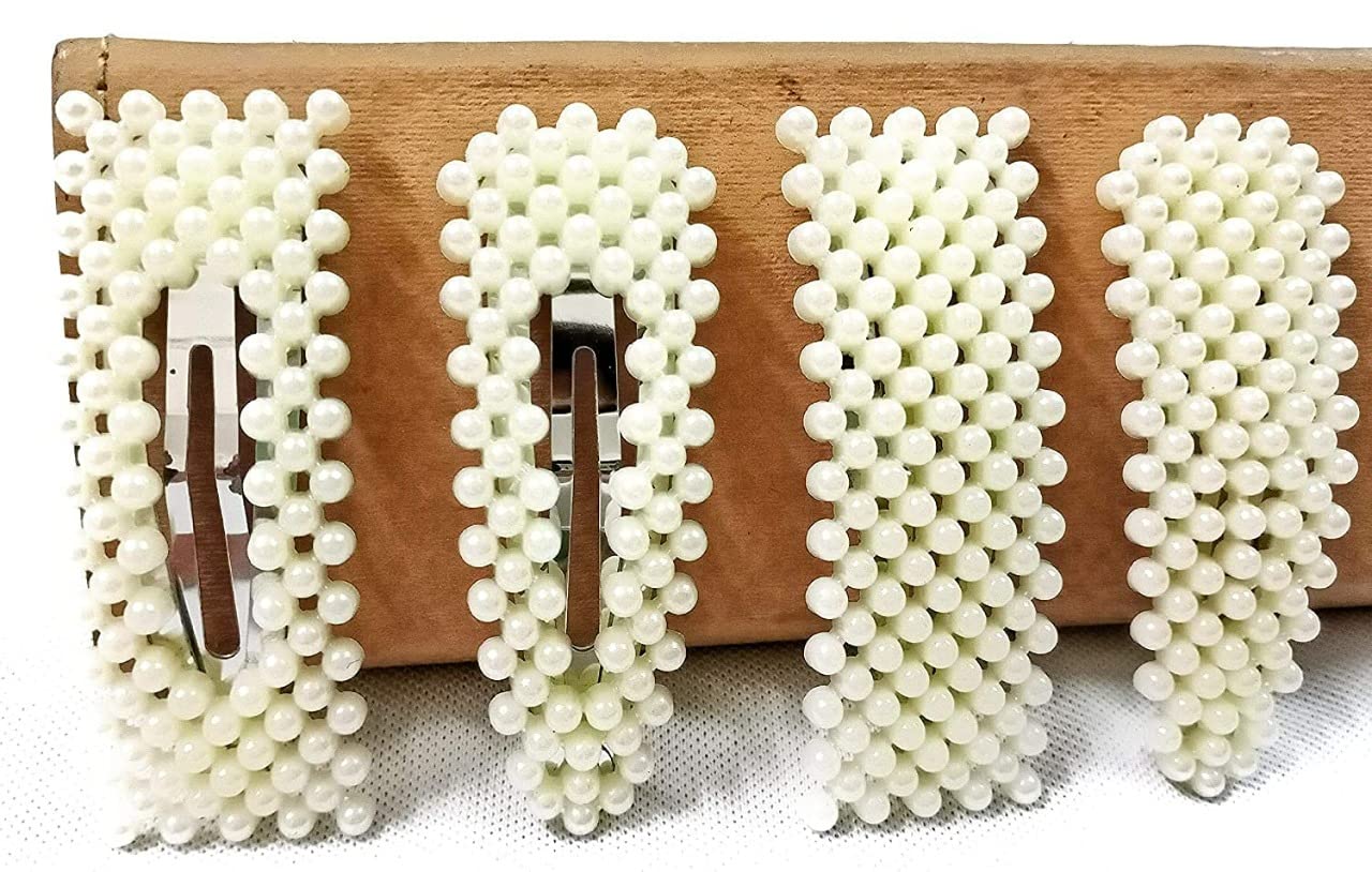 Trendy Pearl Tic Tac Hair Clips for Women & Girls - 8 Pack Hair Accessories for School, Work, Parties & Everyday Styling