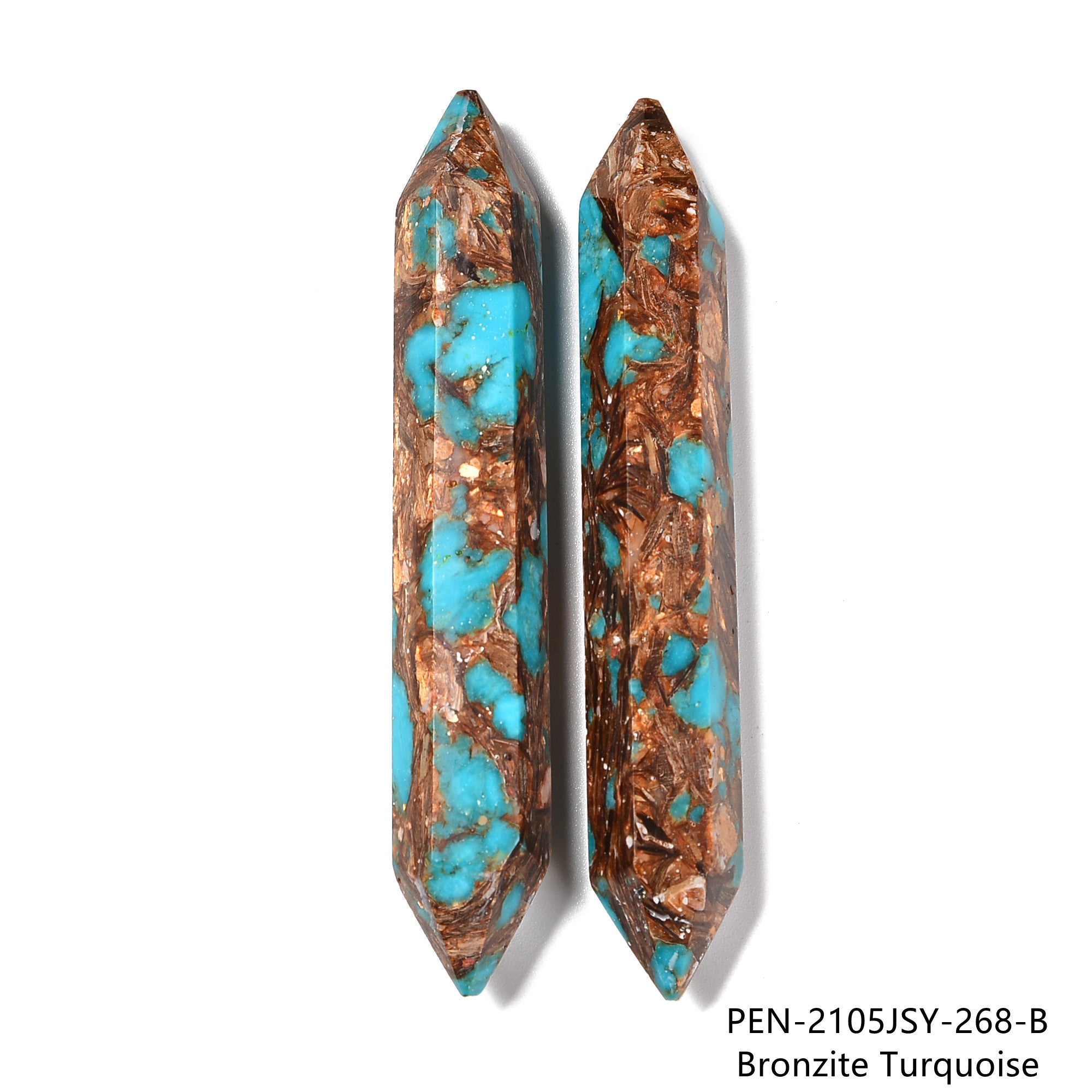 Natural Bronzite Lapis Turquoise Double Point Crystal - 15x100mm Healing Stone for Meditation, Reiki & Energy Work - Sold Individually - Perfect for Jewelry Making & Spiritual Decor
