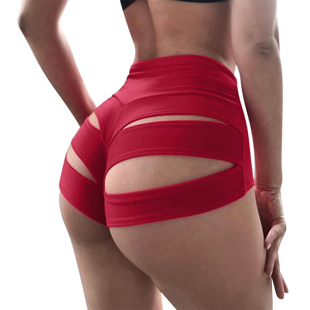 Women's Metallic Shiny Yoga Pants - High Waist Sparkly Elastic Rave Shorts for Dance, Fitness & Party Outfits