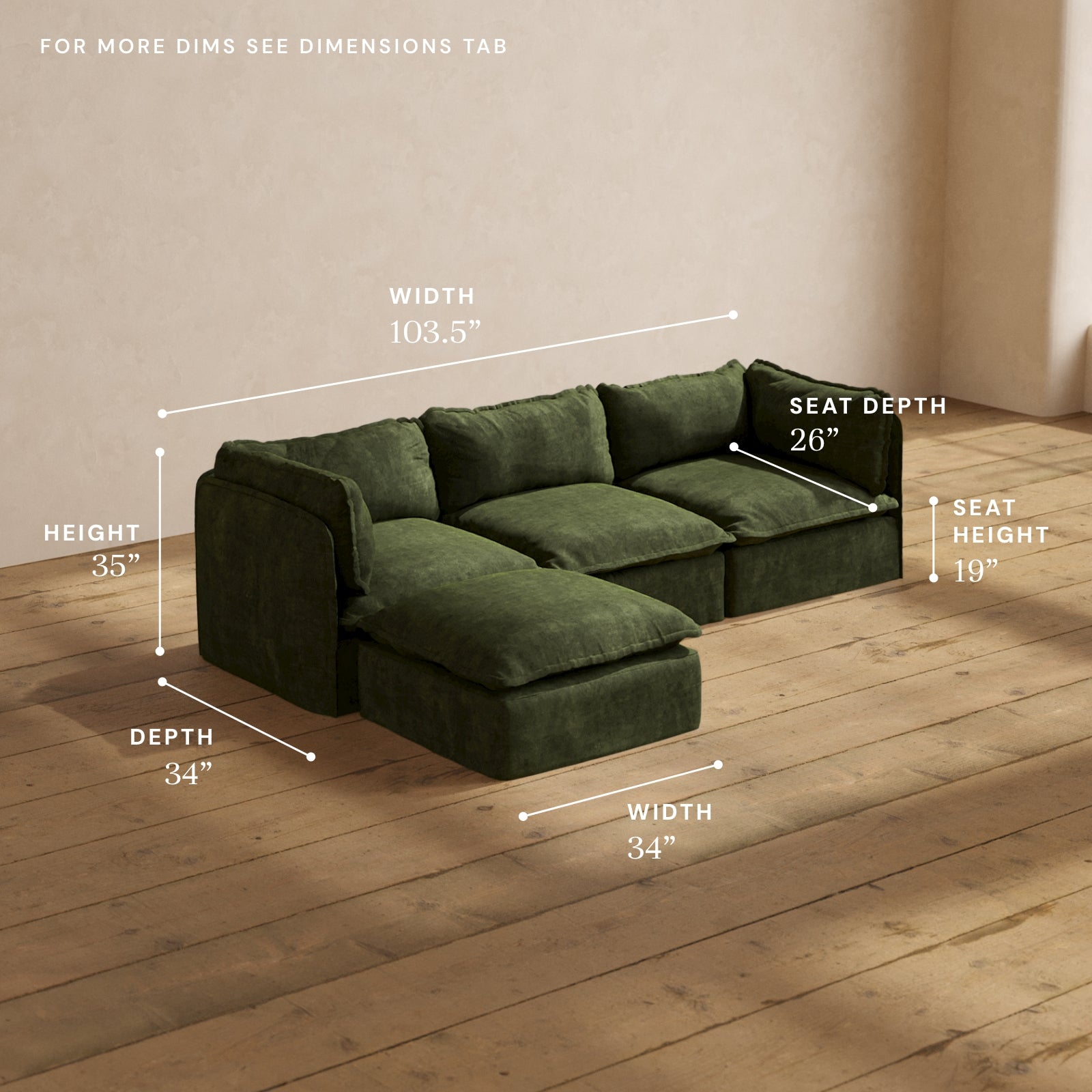 Premium Olive Green Modular 3-Seater Sectional Sofa - Luxe Fabric Blend for Living Room, Lounge & Family Room Comfort