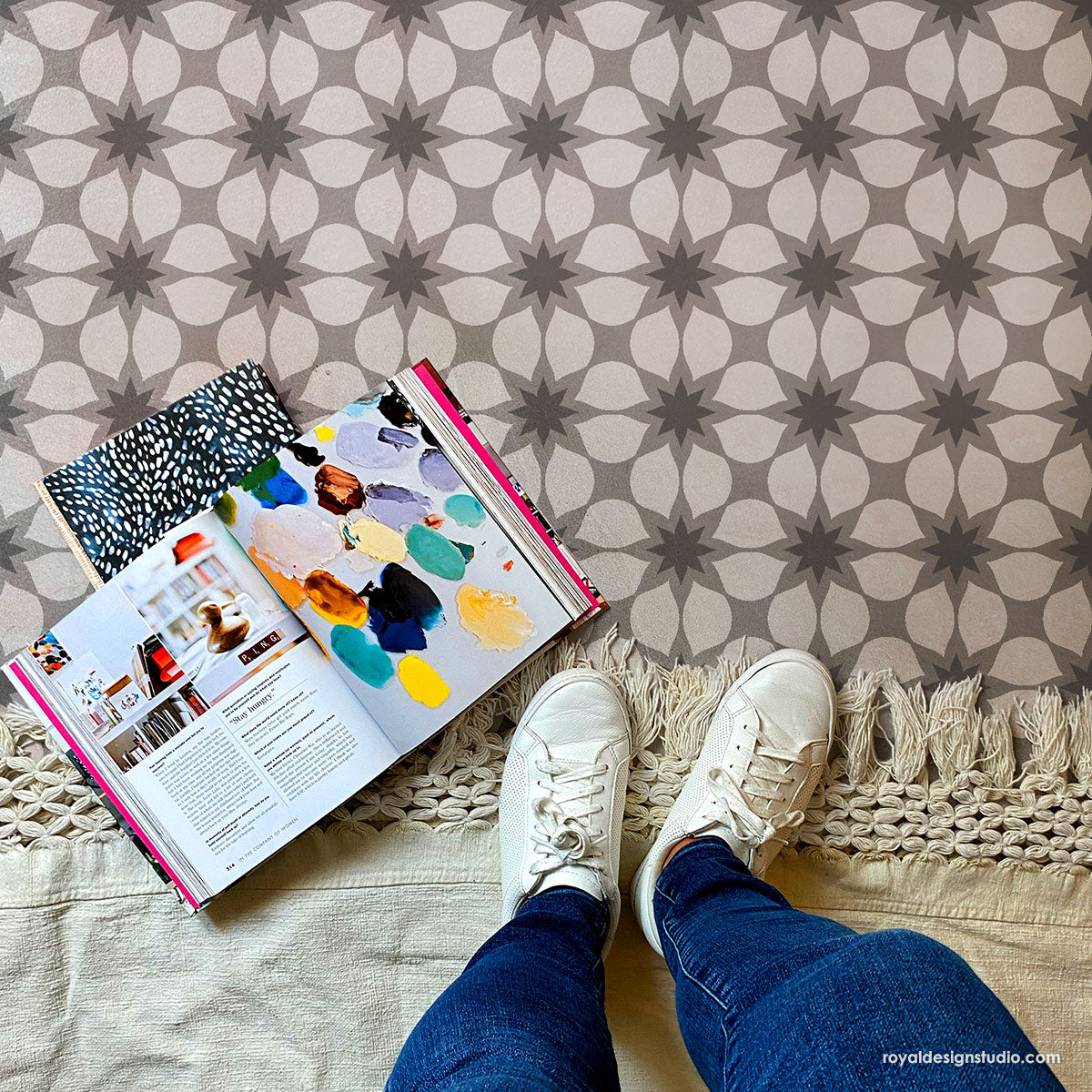 Floral Cassis Allover Stencil for DIY Home Decor, Wall Painting, and Craft Projects