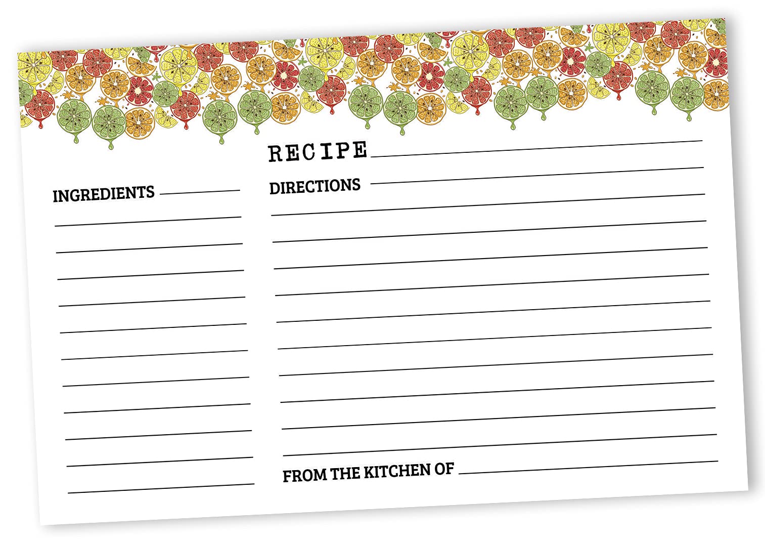 6x4 Inch Single-Sided Tropical Fruits Recipe Cards - Pack of 50 for Wedding, Bridal Shower & Baby Shower - Perfect for Recipe Organization, Gift Giving & Party Favors