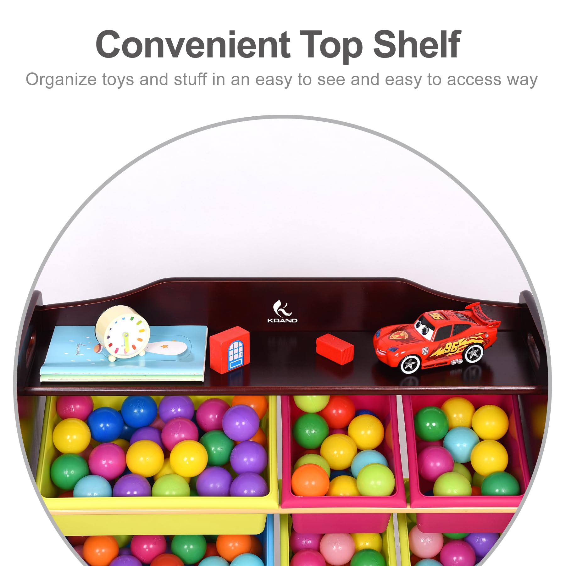 Kids Toy Storage Organizer - 100% Solid Pine Wood Toy Organizer with Durable Anti-Break Bins (Espresso) - Perfect for Playrooms, Bedrooms & Daycare Centers