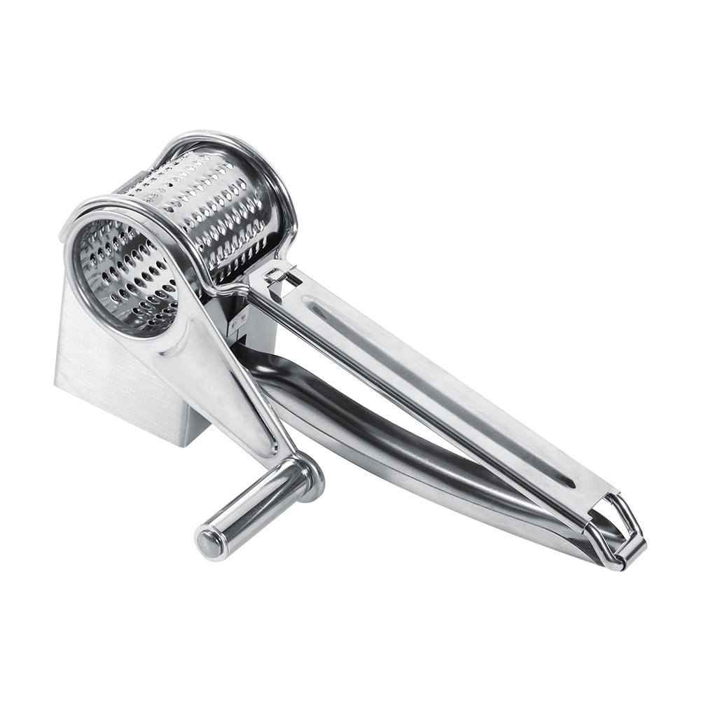 Stainless Steel Rotary Cheese Grater - Handheld Multifunctional Cheese Slicer & Grater with Handle for Cheese, Garlic, Vegetables - Perfect for Kitchen, Camping & Food Prep