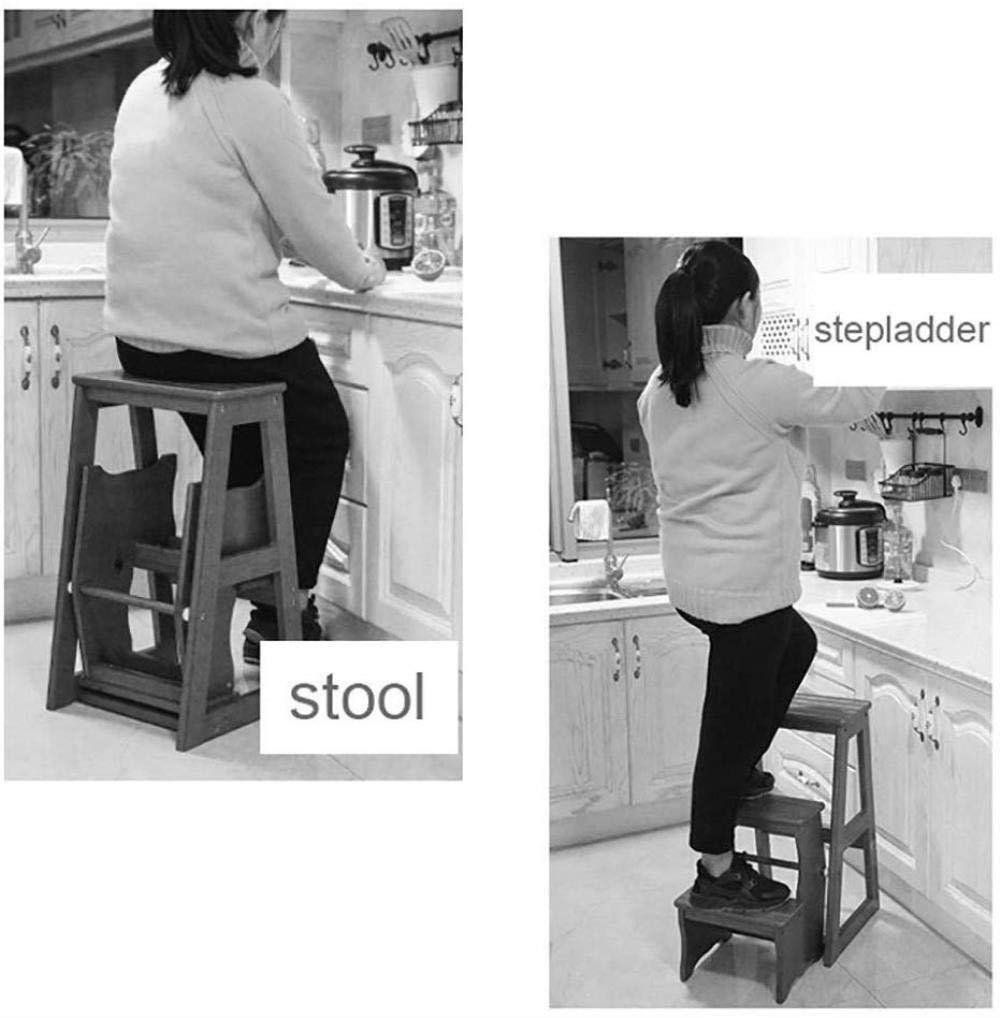 KAZUP Wooden Step Stool for Adults - Foldable Kitchen Ladder Stool, Non-Slip Multi-Functional Step Stool for Home, Bathroom, Bedroom - Perfect as Flower Stand or Indoor Climbing Stool