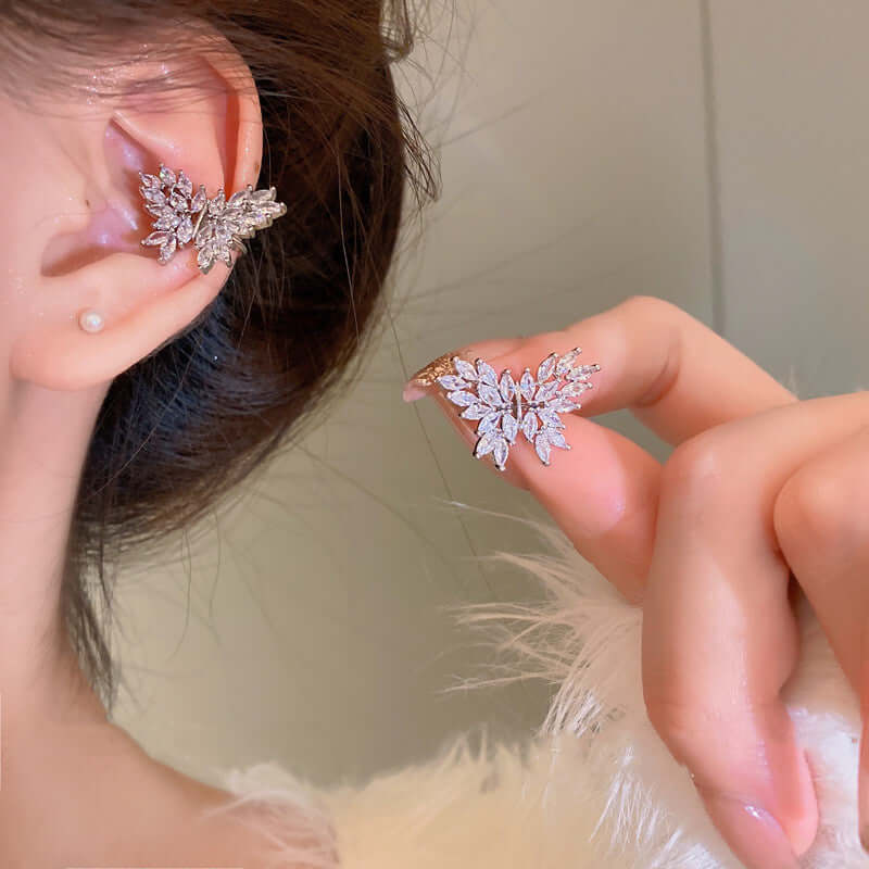 Sparkly No-Piercing Butterfly Ear Cuff Angel Wings Stud - Hypoallergenic Fashion Jewelry for Women & Teens | Perfect for Parties, Weddings & Everyday Wear (Style A8321)
