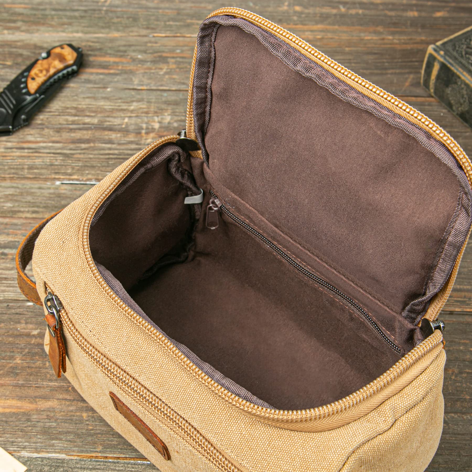 Personalized Men's Travel Toiletry Bag - Canvas Hanging Dopp Kit for Shaving & Cosmetics | Waterproof Makeup Organizer | Perfect Gift for Husband, Boyfriend | Ideal for Camping, Business Trips & Gym Use