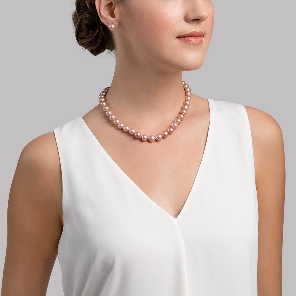 14K Gold 10-11mm AAAA Pink Freshwater Pearl Necklace for Women - Elegant Princess Length for Weddings & Parties