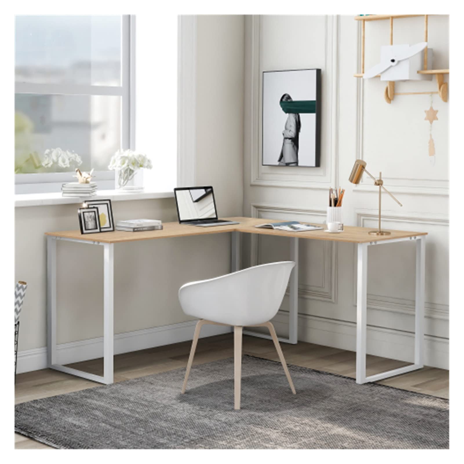 Premium WEPL Large L-Shaped Office Desk - Spacious Computer Workstation for Home & Professional Use - Ergonomic U-Style Design with Sturdy Construction - Perfect for Remote Work, Gaming & Study Setup