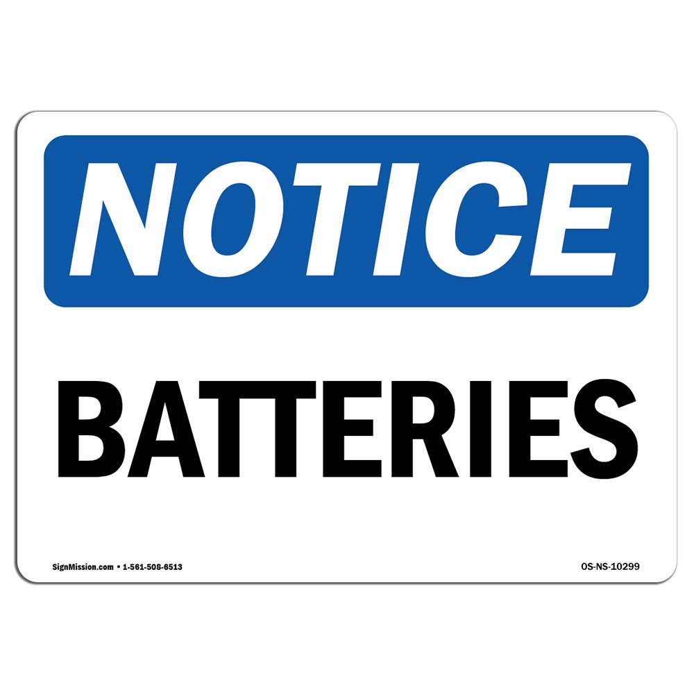 OSHA Compliant Battery Warning Sign - Durable Vinyl Label Decal for Construction Sites, Warehouses & Shops | Made in USA | Ideal for Safety Compliance & Hazard Identification