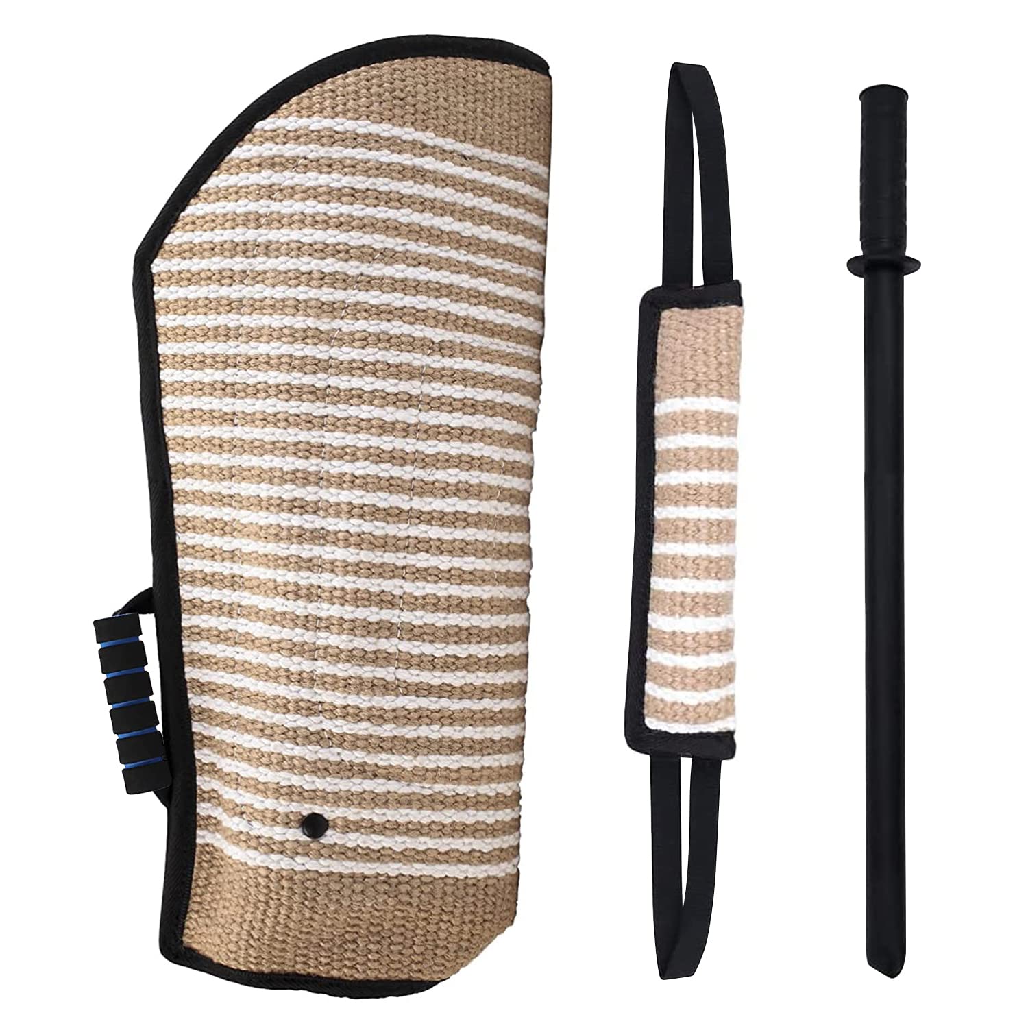 Professional Dog Bite Training Set - Bite Sleeve Arm with Whip Agitation Stick for Protection Training of Pitbull, German Shepherd & Puppies (Black) - Ideal for Police K9, Guard Dog & Obedience Training