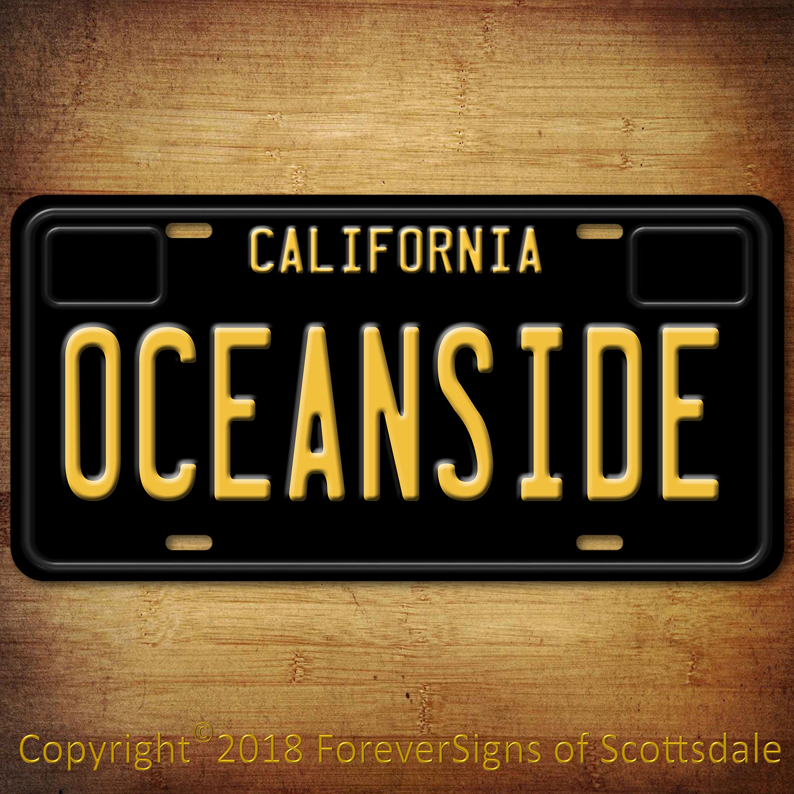 Oceanside California Custom Aluminum License Plate - Black Vanity Tag for Cars, Trucks & College Dorms | Durable Metal Car Accessory