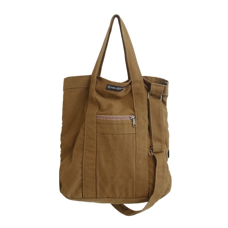 Stylish Large Canvas Tote Bag for Women - Fashionable Crossbody Purse with Adjustable Strap, Grunge Hobo Shoulder Bag (Coffee Brown) - Perfect for School, Travel, Shopping & Everyday Use