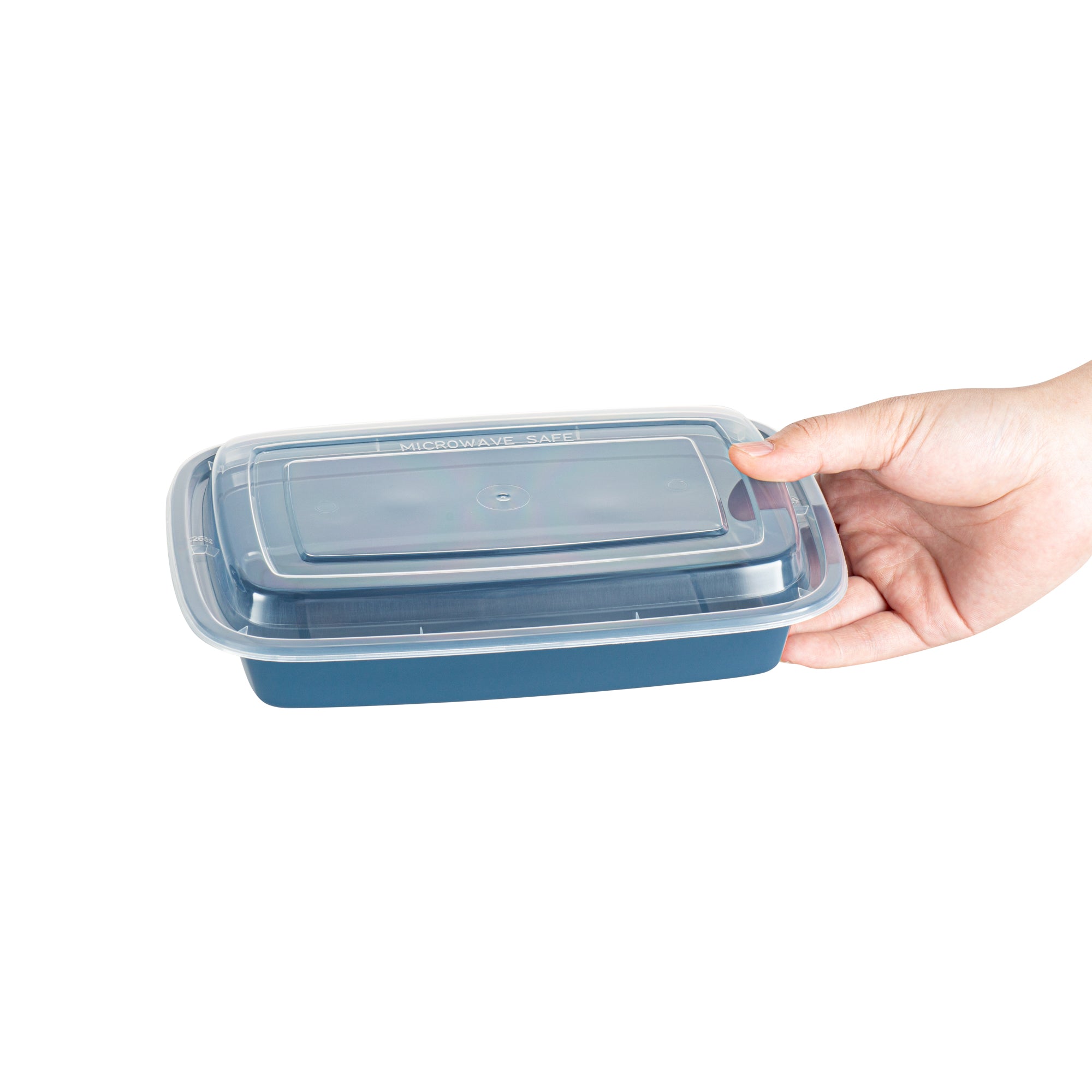 28oz Rectangle Plastic Food Storage Containers with Clear Lids - Microwave Safe To-Go Boxes (8.75