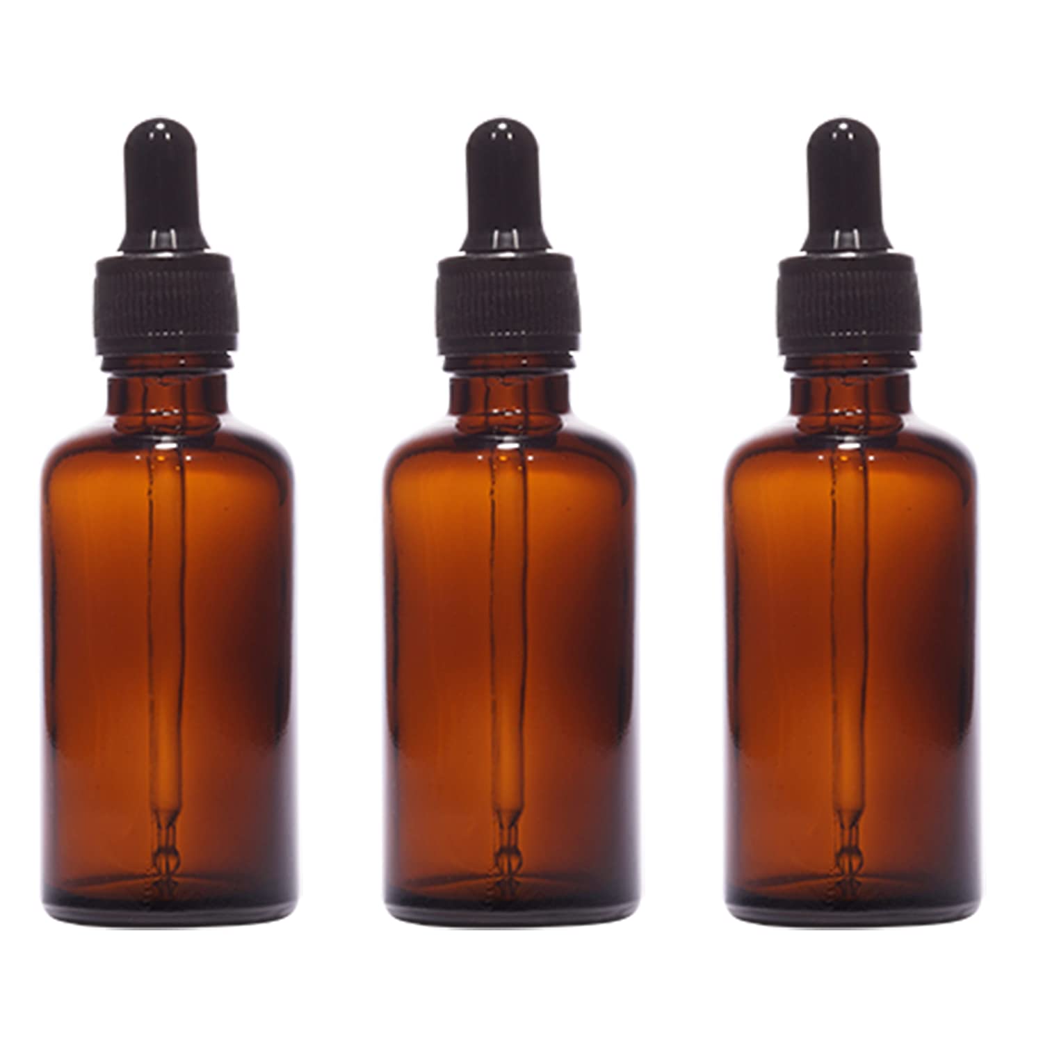50ml Amber Round Glass Bottle with Glass Dropper & Black Cap - Perfect for Essential Oils, DIY Skincare, and Herbal Tinctures - Airtight & UV Protection