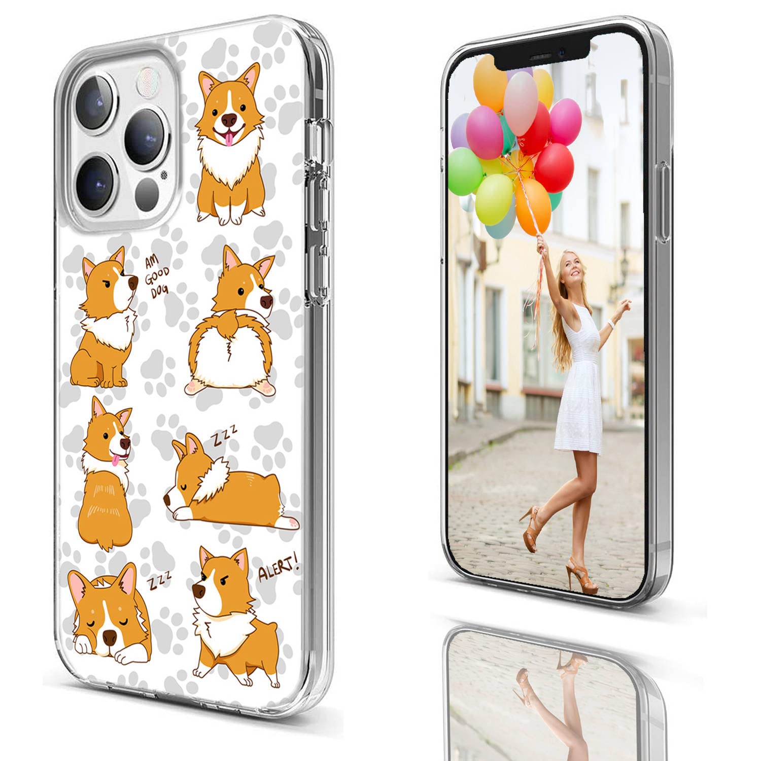 Premium Shockproof Slim Soft TPU Clear iPhone 13 Pro Case - Cute Corgi Paw Anime Design for Dog Lovers | Protective Phone Cover for Women & Men | Perfect for Everyday Use, Work & Travel