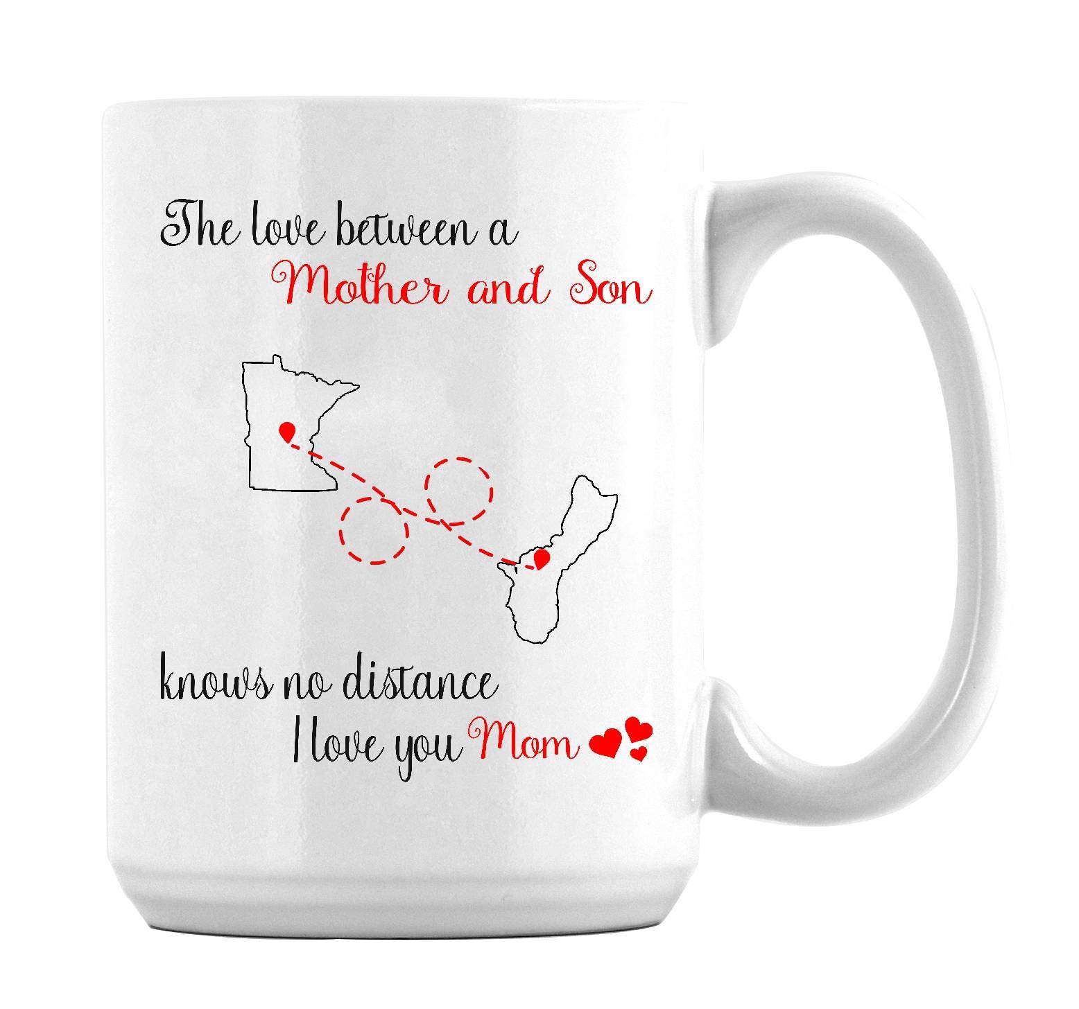 Long Distance Mom Gifts from Son - Funny 15oz Coffee Mug for Mother's Day & Birthdays