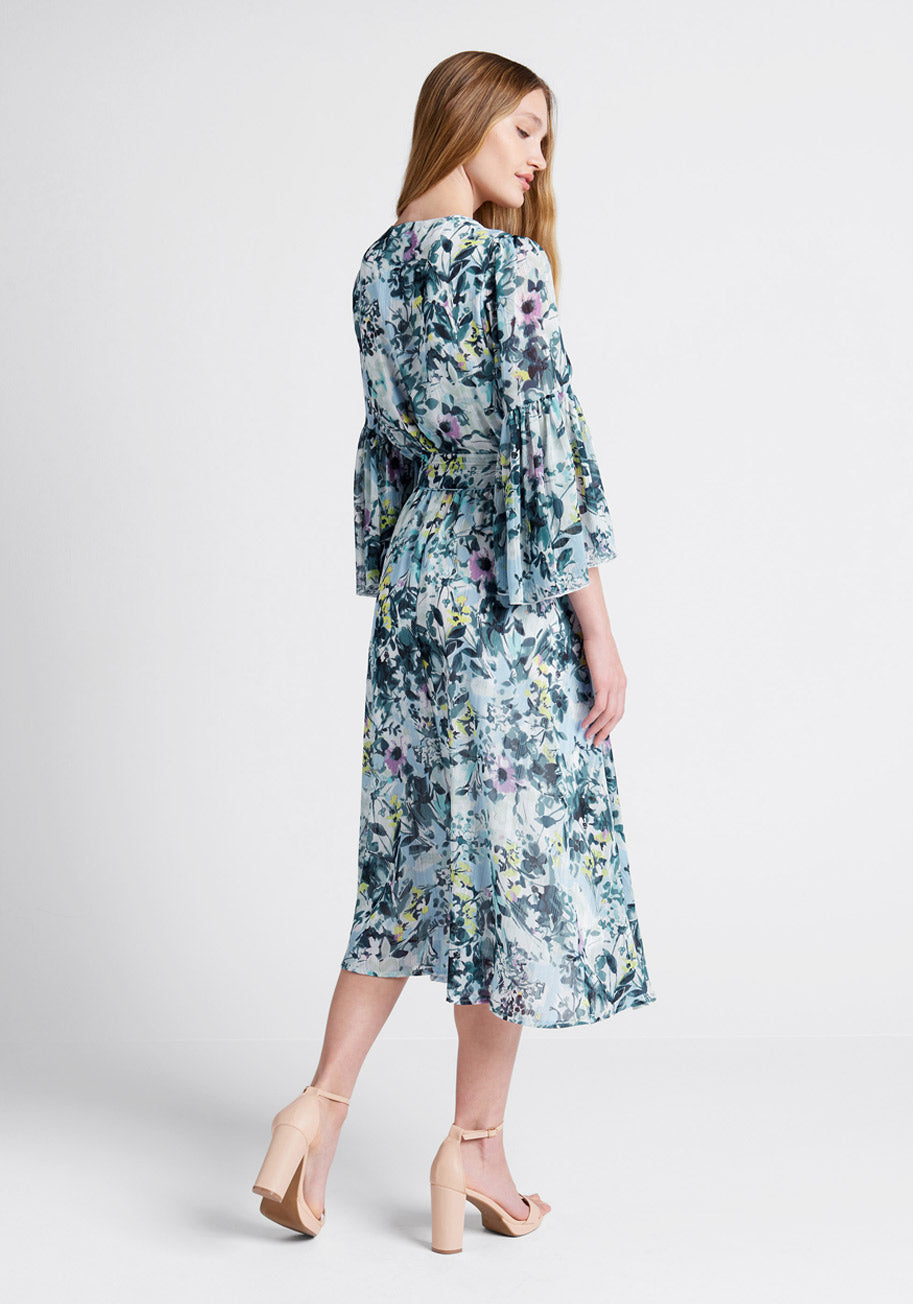 Flurry of Florals Midi Dress - Women's Floral Print Summer Dress for Casual & Party Wear | Perfect for Beach Vacations, Date Nights & Outdoor Events