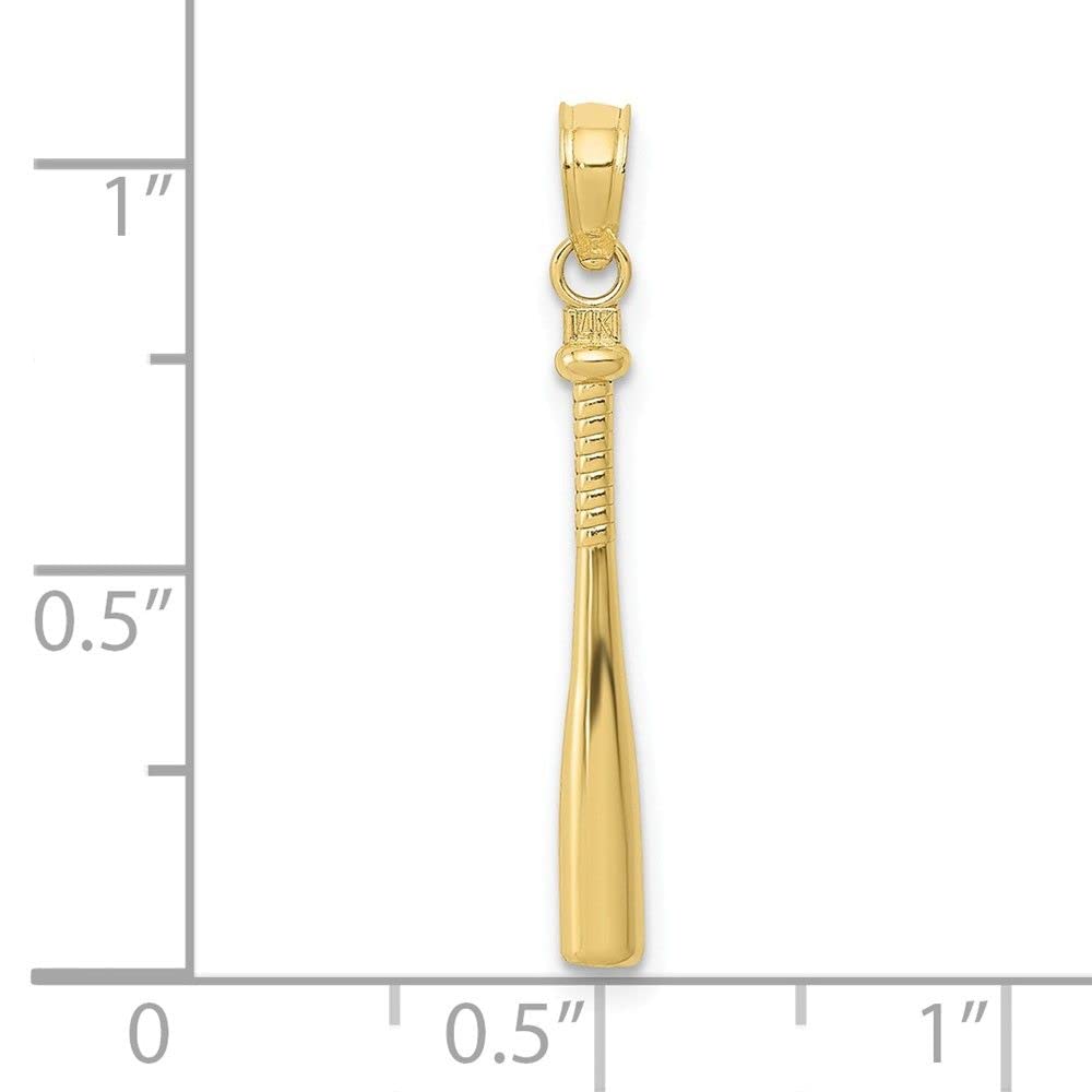 10K Yellow Gold 3D Baseball Bat Pendant Necklace for Men - Sports Jewelry Gift for Baseball Players & Fans - Perfect for Games, Gifts & Everyday Wear