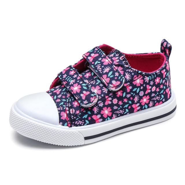 **Toddler Girls Canvas Sneakers - Cute Cartoon Hook & Loop Shoes for Kids - Perfect for Playtime, School & Everyday Wear**